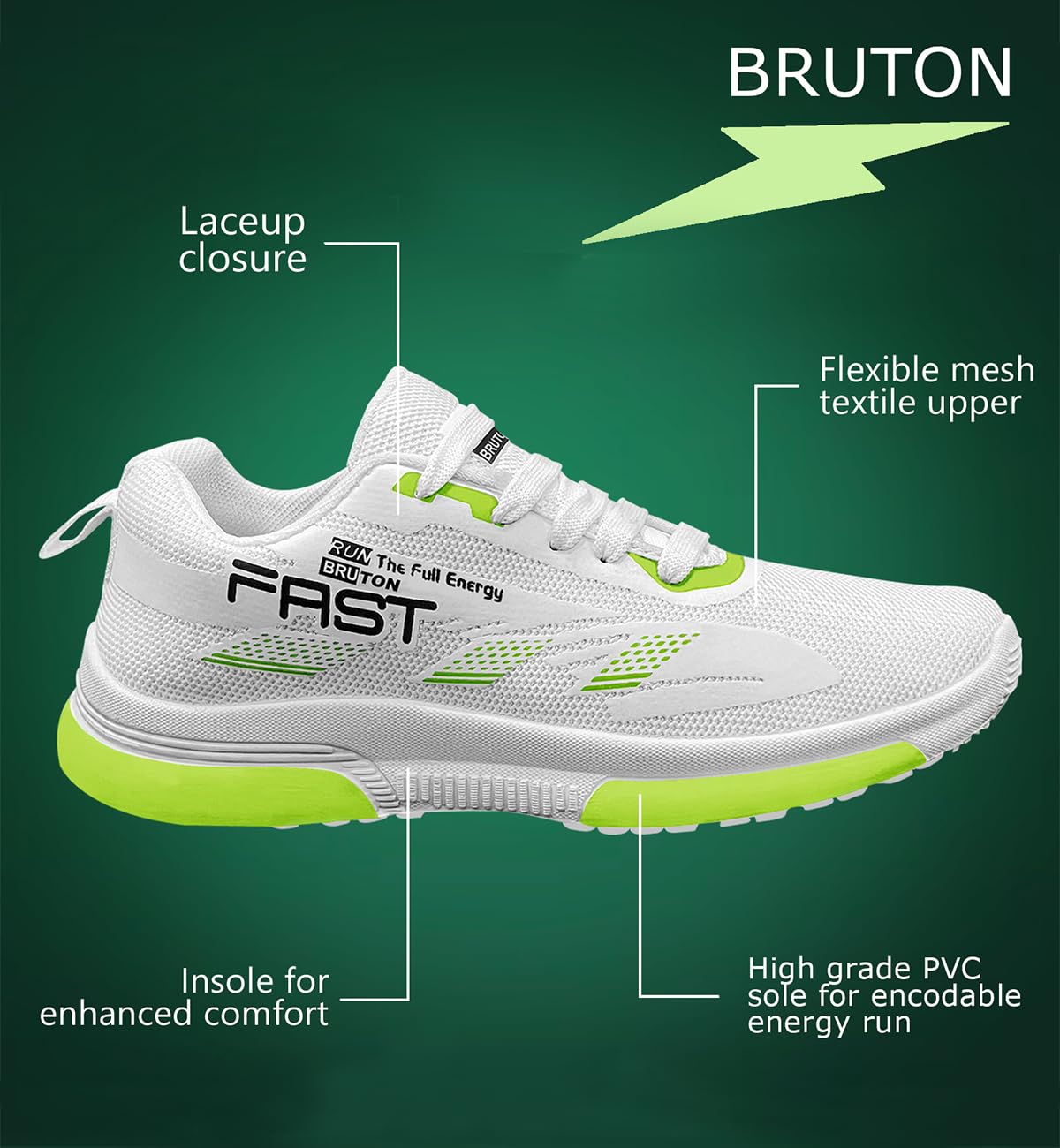 BRUTON Men's White Walking Shoes - Lightweight Comfortable Sneakers for Walking, Yoga & Casual Wear - Perfect for Men & Boys | Gym, Workout, Travel & Everyday Use