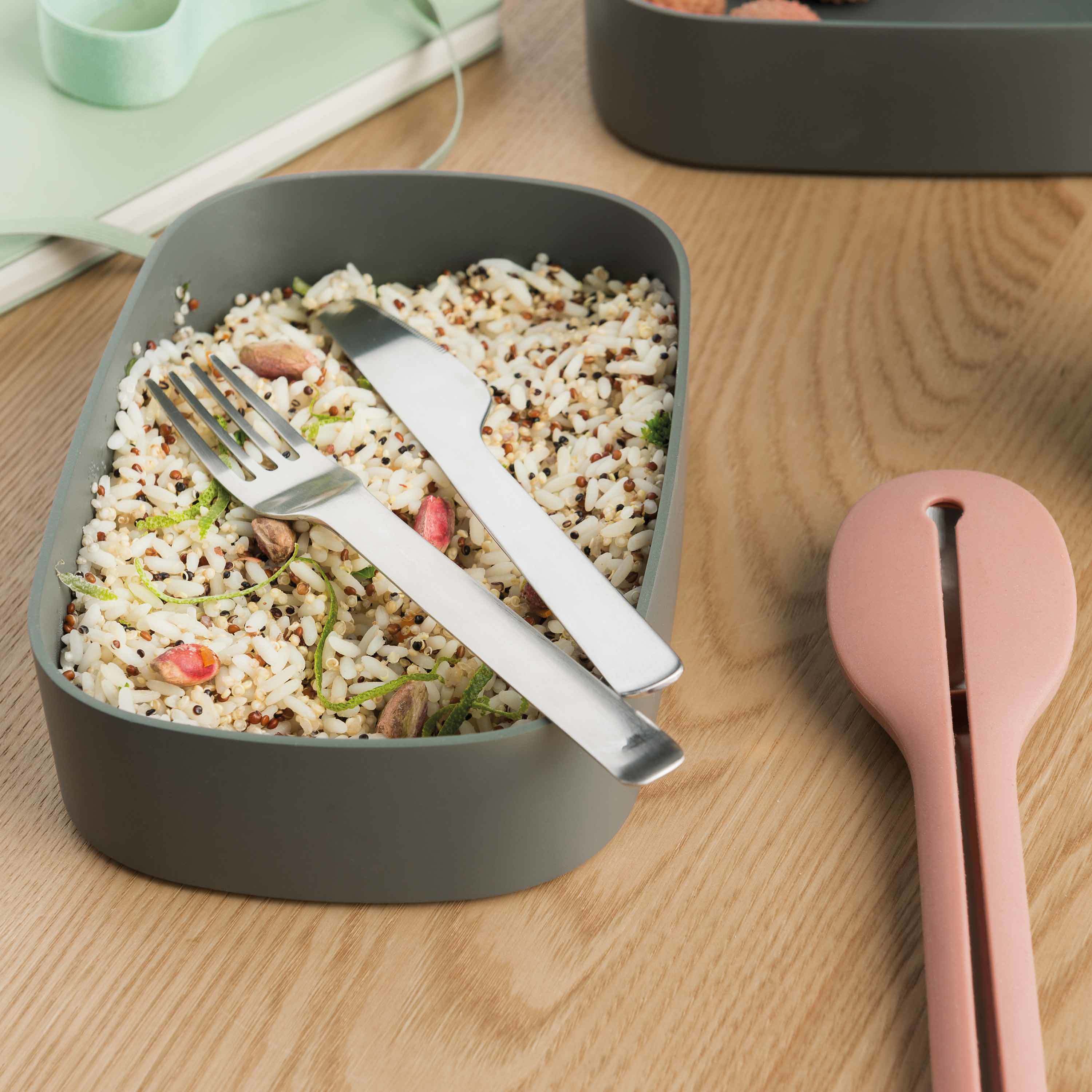 BergHOFF Leo 3-Piece Dual Compartment Bento Lunch Box Set with Adjustable Strap - Gray & Mint - Perfect for Office, School, Picnics & Meal Prep
