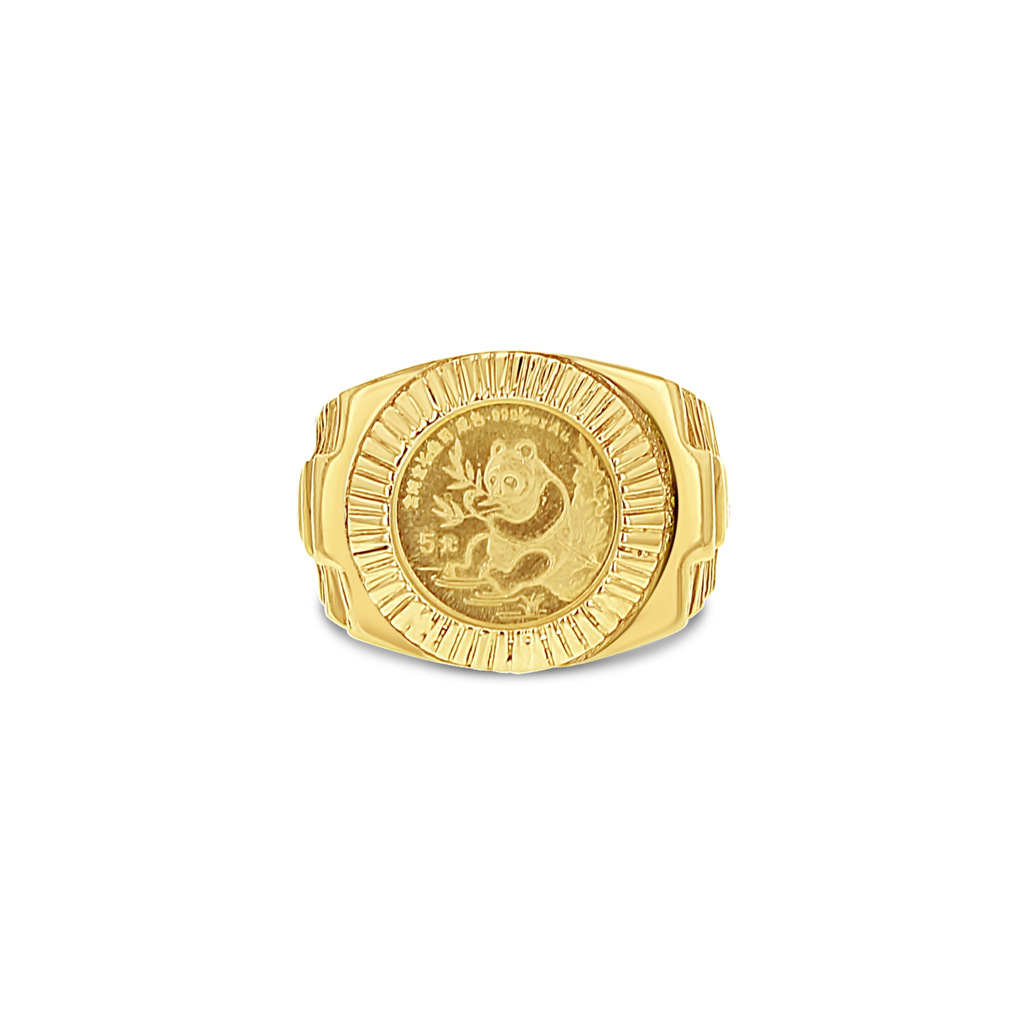 1991 Panda Coin Ring with Fluted Bezel & Presidential Band - Sterling Silver Collectible Jewelry for Men & Women - Perfect for Gifts, Anniversaries, and Coin Enthusiasts