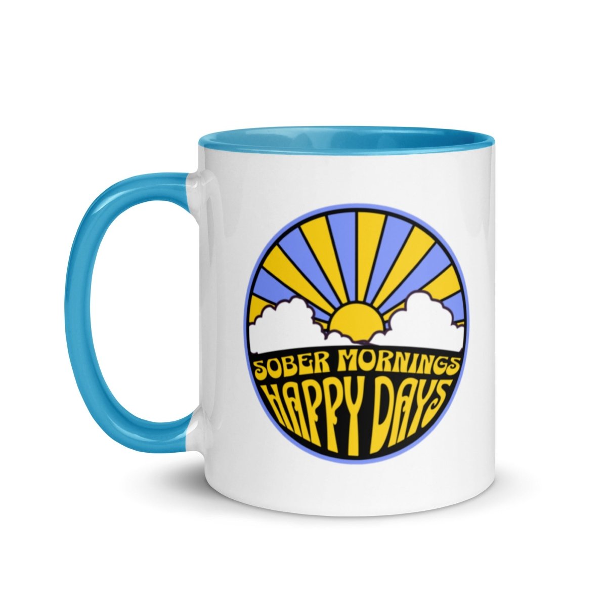 Vibrant Color Inside Ceramic Mug - Sober Mornings Happy Days Collection - Perfect for Coffee, Tea & Office Use