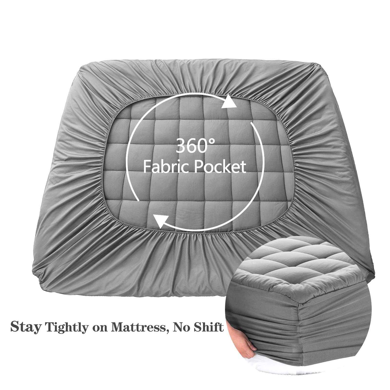 EASELAND Twin XL Cooling Mattress Topper - Quilted Pillow Top Mattress Pad Protector with Deep Pocket (8-21