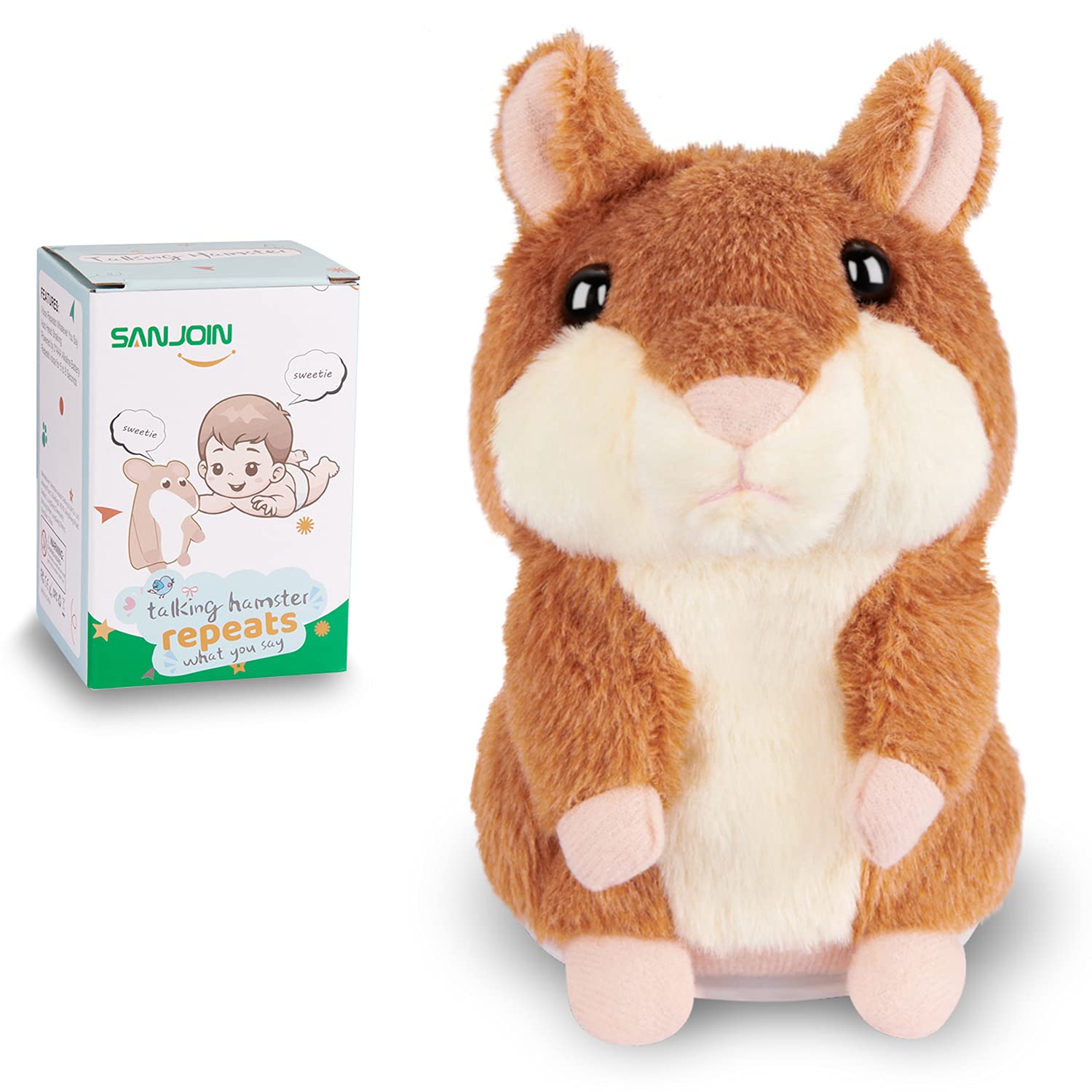 Interactive Talking Hamster Repeats What You Say - Cute Plush Repeating Toy for Kids Ages 2-8 | Fun Educational Learning Toy for Toddlers & Preschoolers | Perfect Birthday Gift for Boys & Girls (Brown) - Great for Playtime, Learning & Bedtime Cuddles