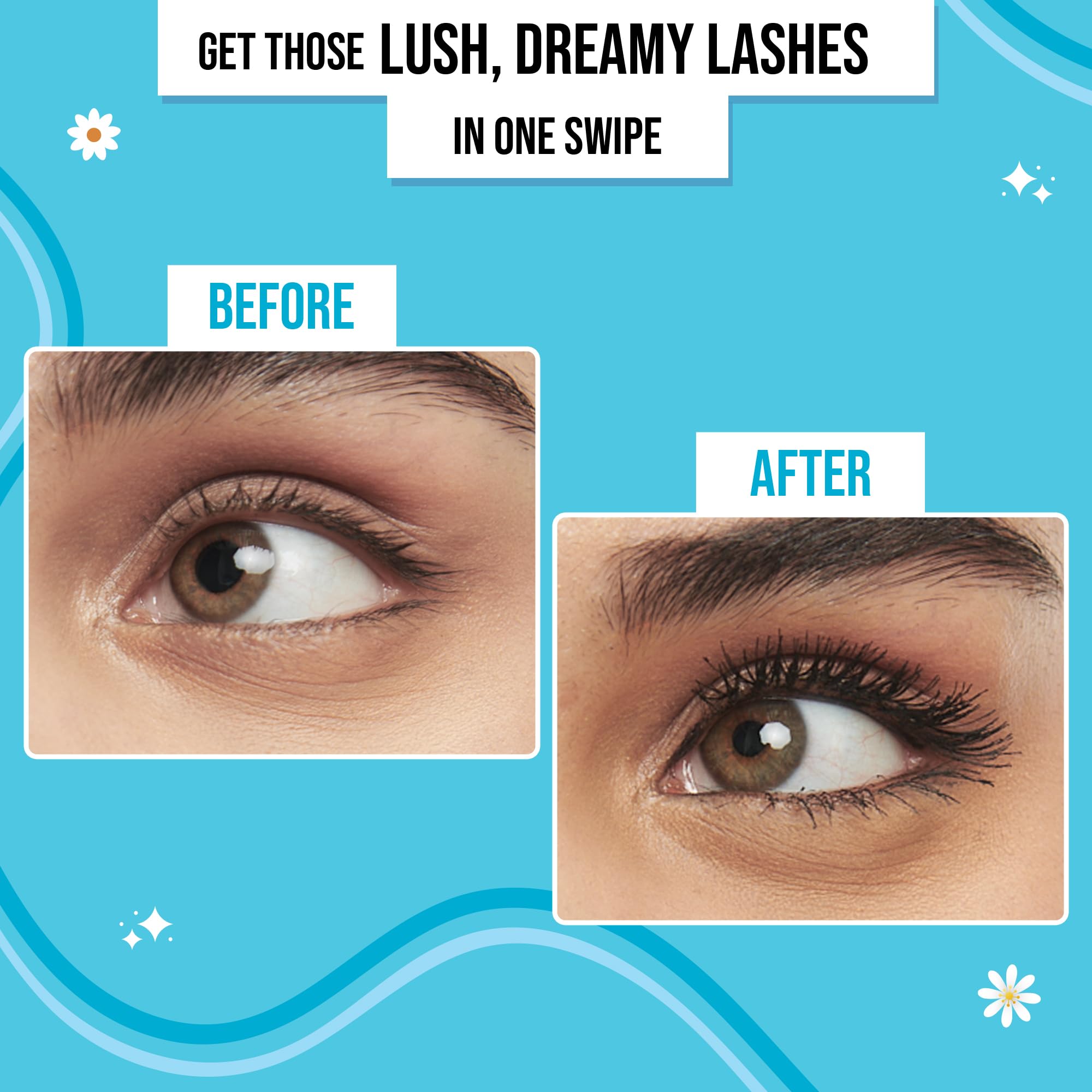 SUGAR POP Waterproof Mascara for Long Lashes - Smudge Proof, Clump Free Formula with Jojoba Oil & Vitamin E - 8ml Black Mascara for Swimming, Gym & Everyday Wear