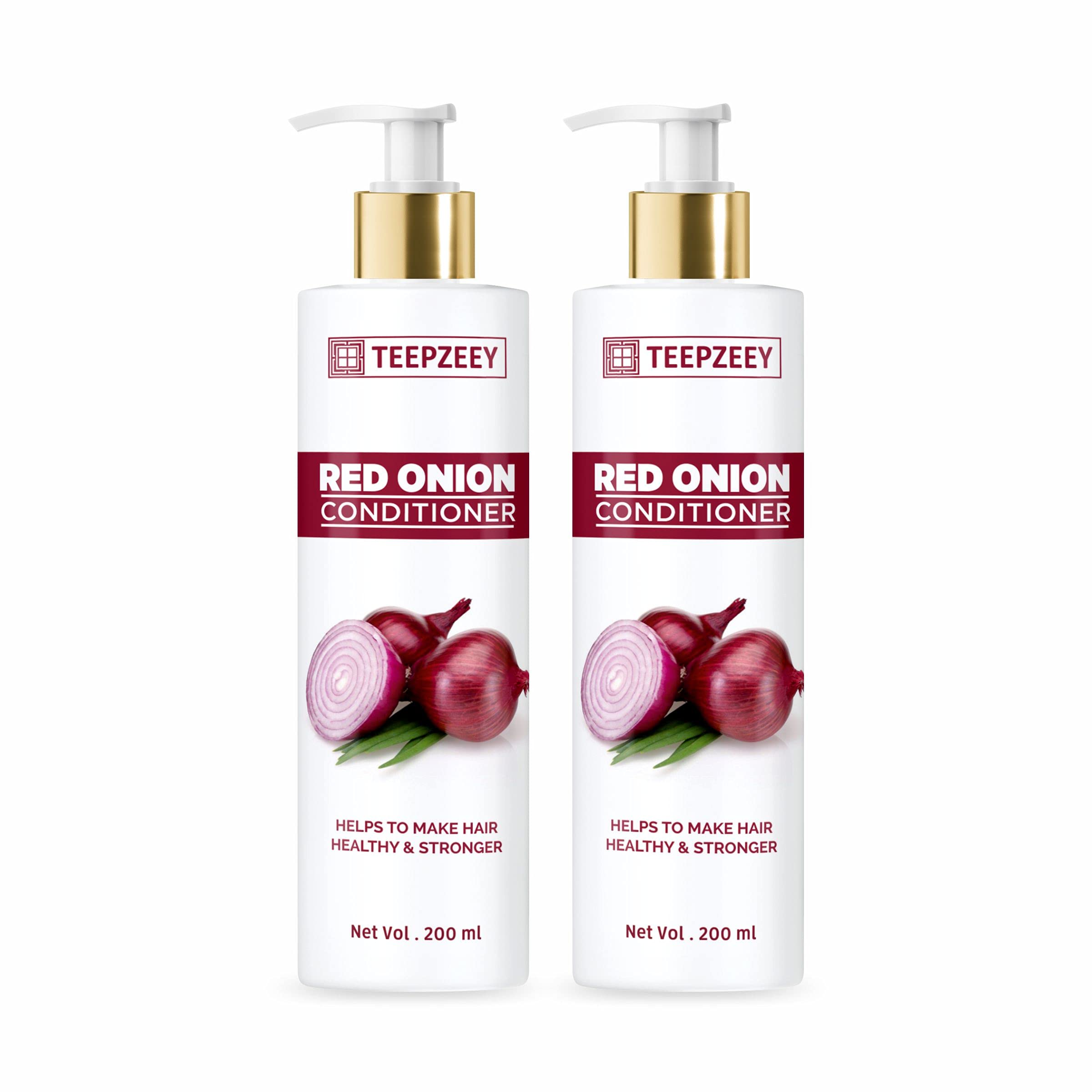 TEEPZEEY Red Onion Hair Growth Shampoo & Conditioner Set for Men and Women - 200ml (2 Pack) - Promotes Thicker, Healthier Hair for Daily Hair Care Routine