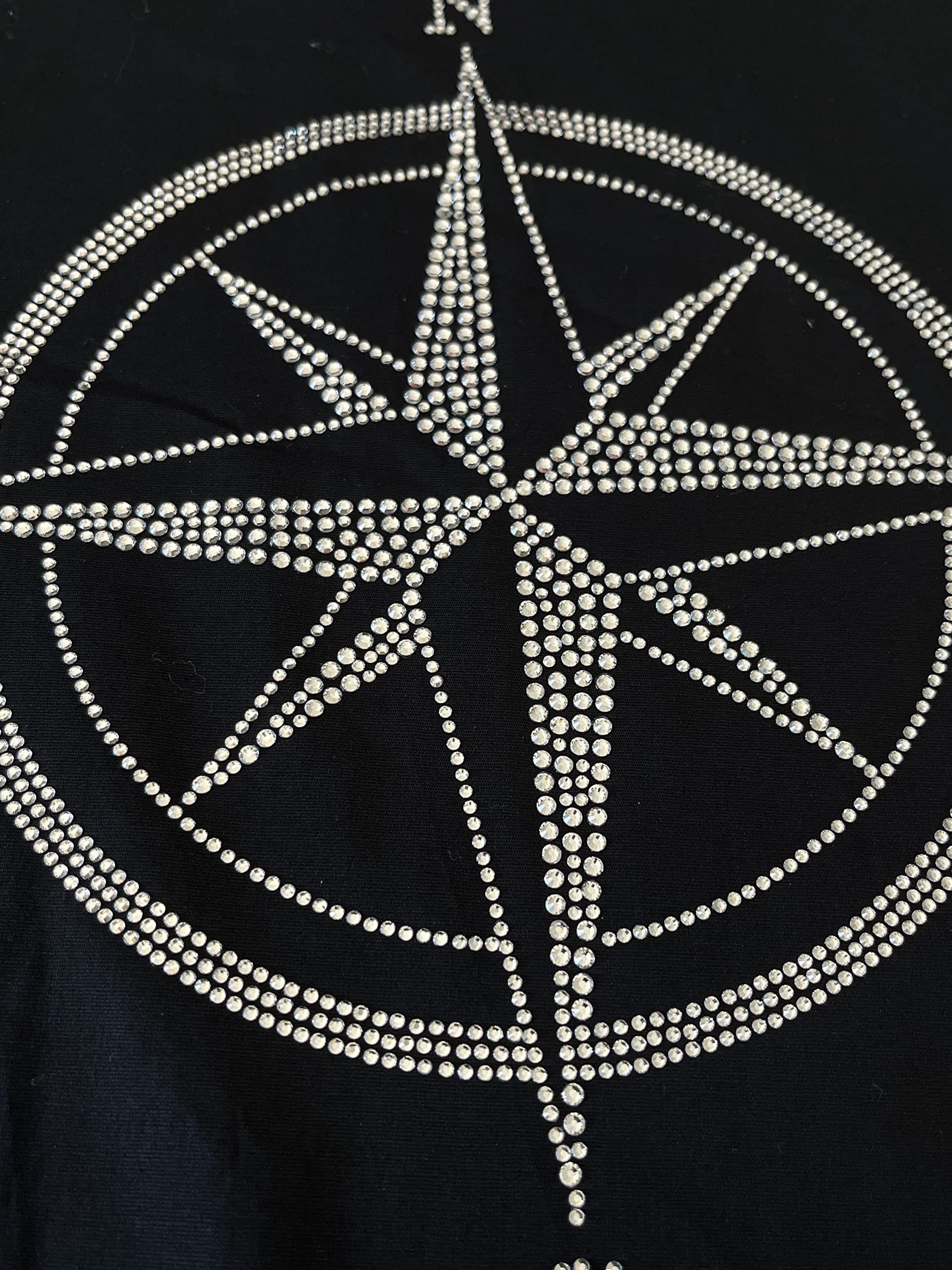 Crystal Compass Design Iron-On Patch - Heat Transfer Decal for DIY Clothing & Accessories - Perfect for Jackets, Hats, Bags & Outdoor Gear