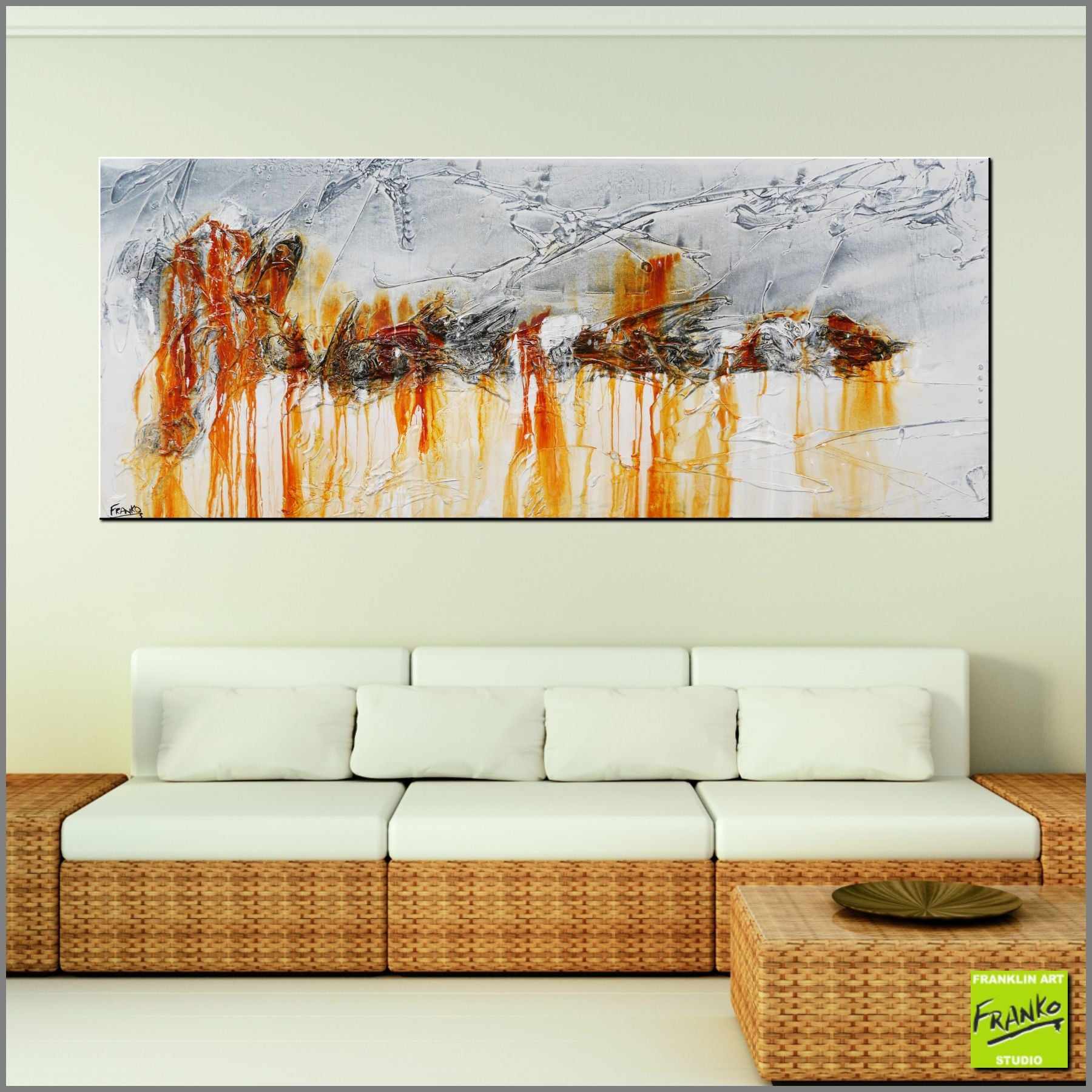 Rusted Raw 200cm x 80cm Grey White Rust Textured Abstract Canvas Painting - Modern Wall Art for Living Room, Bedroom & Office Decor