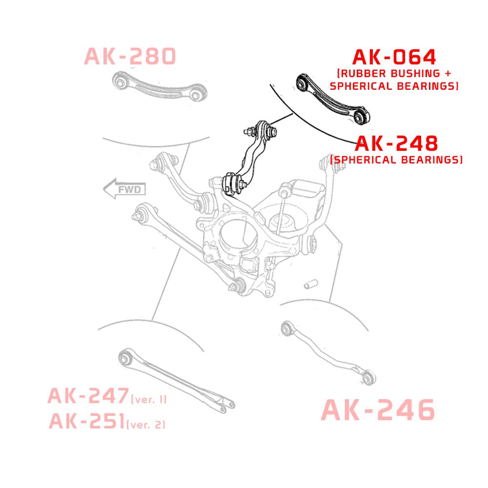 Godspeed AK-248-A Adjustable Rear Upper Camber Arms for Dodge Charger 2006-2021 | High-Strength Steel Alloy with Spherical Bearings | Performance Suspension Upgrade for Track Racing & Street Driving