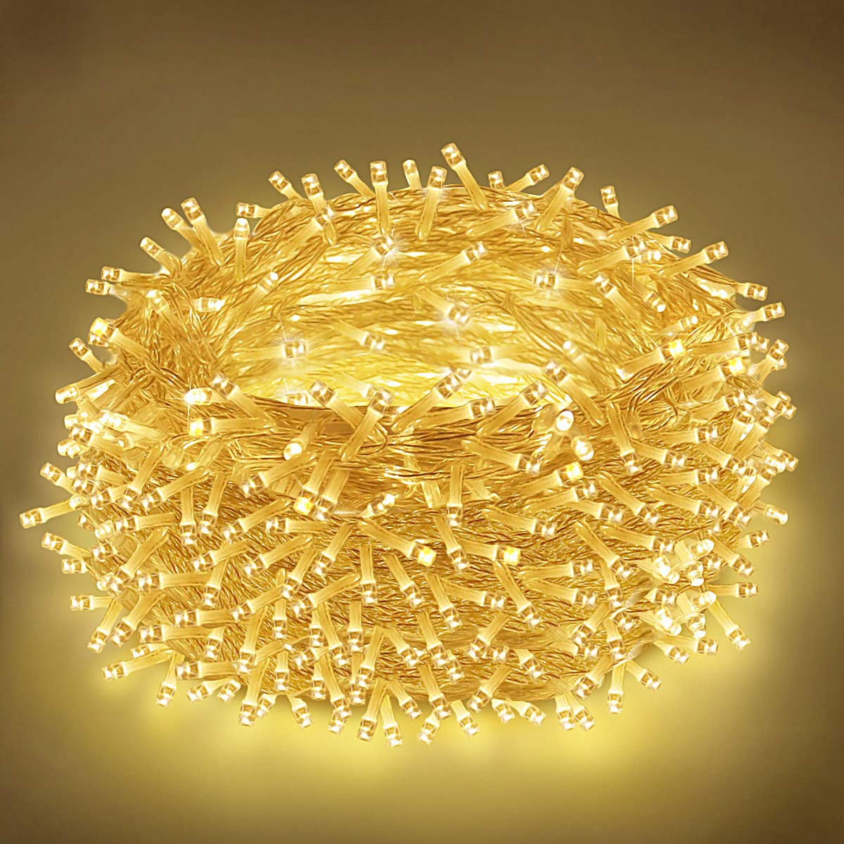 Abkshine 300 LED White Christmas Lights Outdoor - UL Listed Plug-in Indoor String Lights with 8 Modes, Twinkle Fairy Lights for Wedding, Party, Room, Gathering, Christmas Decorations - Perfect for Patio, Garden, and Holiday Festivities