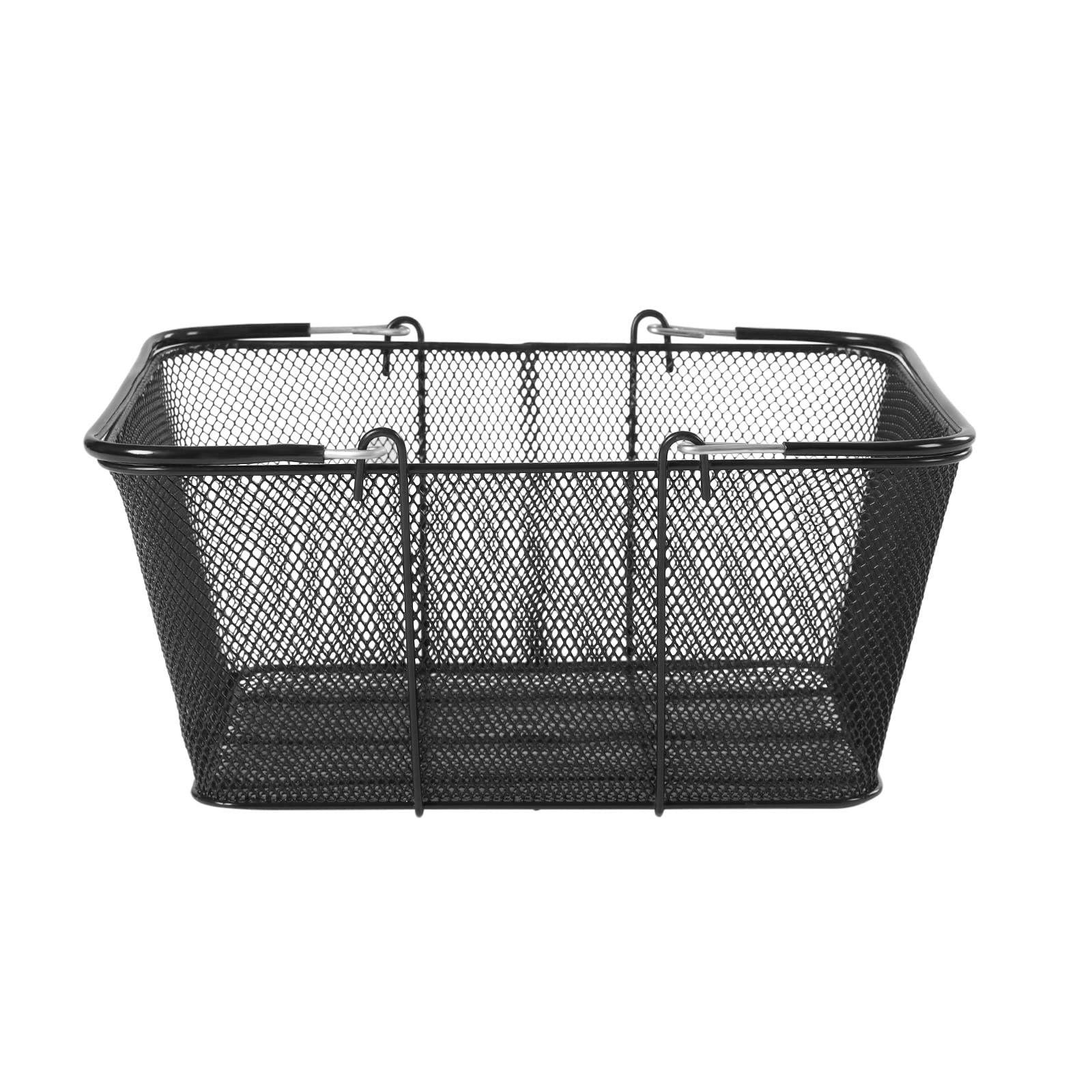 12-Piece 19L Black Wire Mesh Shopping Baskets with Handles - 15.7x12x7 Inches, 10kg/22lbs Capacity - Durable Iron Store Baskets for Supermarket, Retail, Bookstore - Perfect for Organizing Groceries, Books & Retail Merchandise