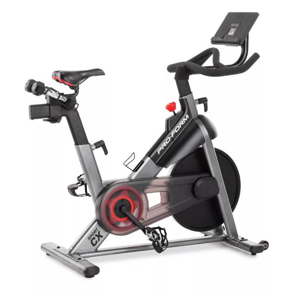 ProForm Sport CX Stationary Exercise Bike with 3 Lb. Dumbbells - Home Gym Cardio Workout Equipment for Indoor Cycling & Strength Training