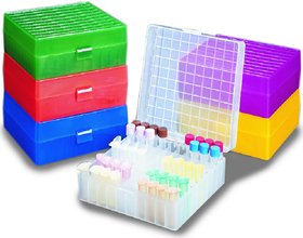 100-Well Plastic Storage Rack Organizer - Blue (Pack of 5) - Perfect for Lab Samples, Beads, Jewelry & Small Parts Organization