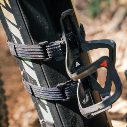 Granite Design Aux E+ Carbon Fiber Water Bottle Cage with Strap Kit - Lightweight & Durable Bike Accessory for Road Cycling & Mountain Biking