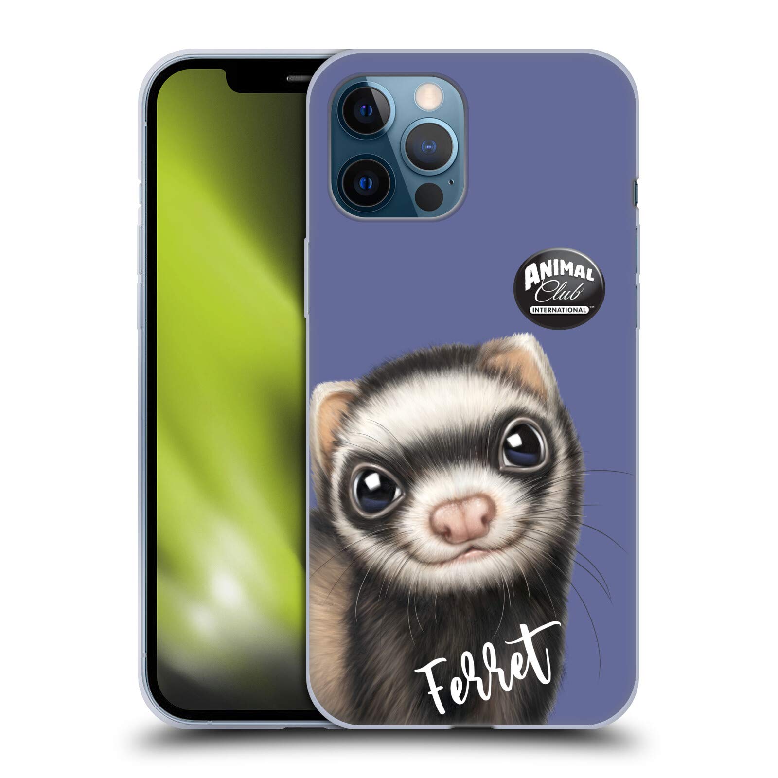 Officially Licensed Animal Club International Ferret Faces Soft Gel Case for Apple iPhone 12 Pro Max - Cute Ferret Design, Shockproof & Scratch Resistant Phone Cover - Perfect for Animal Lovers, Daily Use & Gift Giving