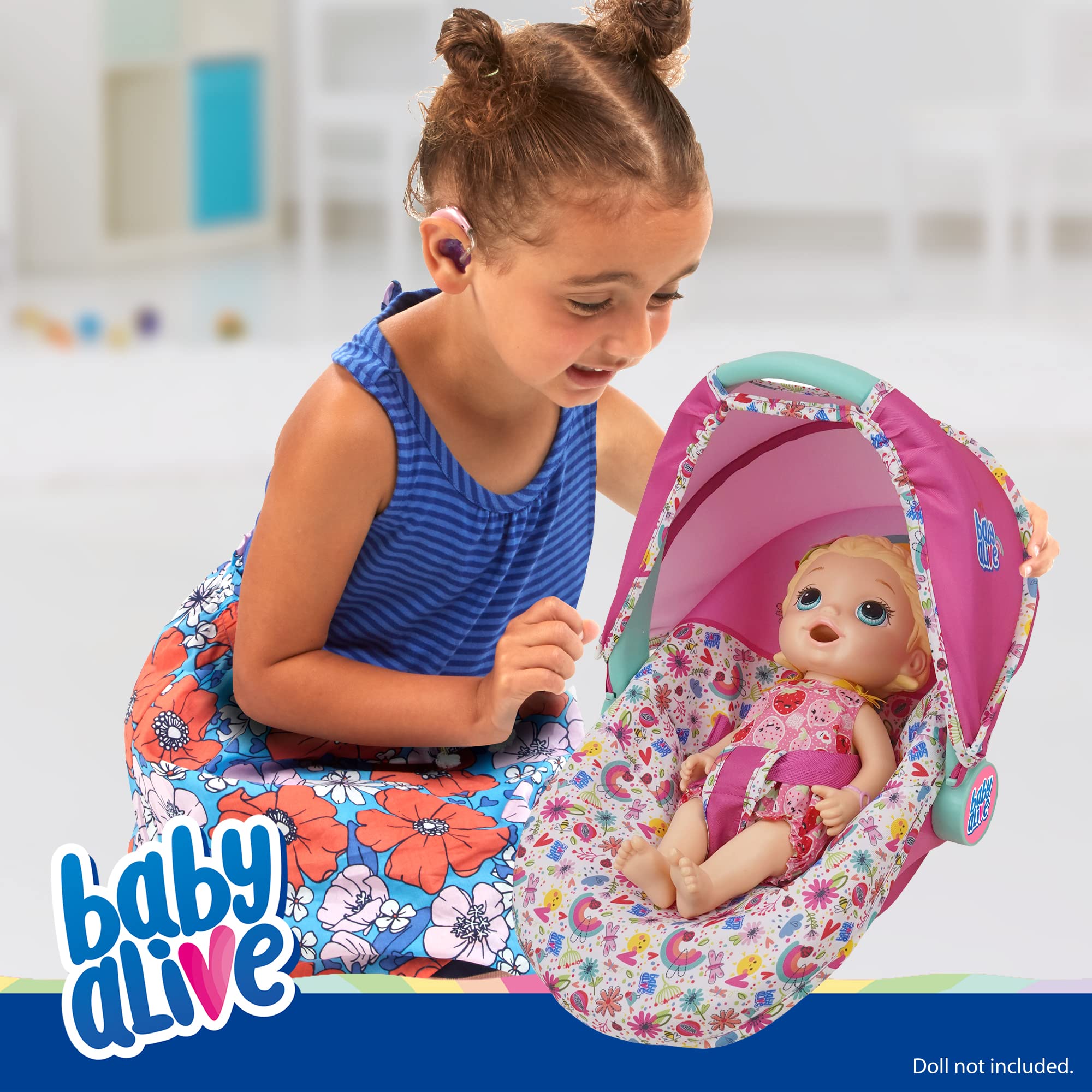 Baby Alive Deluxe Doll Car Seat - Pink & Rainbow 3-in-1 Convertible Carrier for 18