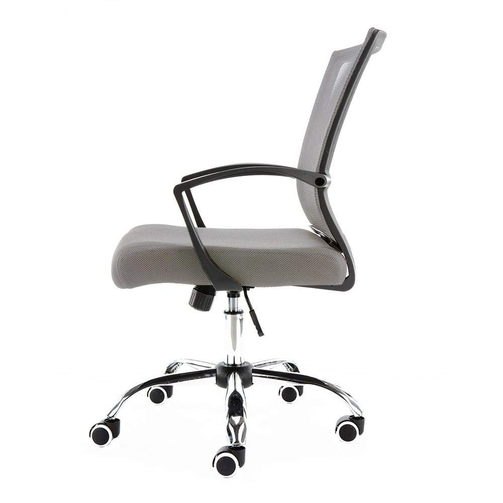 Modern Mid-Back Mesh Office Chair with Adjustable Armrests - Ergonomic Breathable Gray & Black Desk Chair with Height Adjustment & Smooth Rolling Casters - Perfect for Home Office, Gaming & Workspace