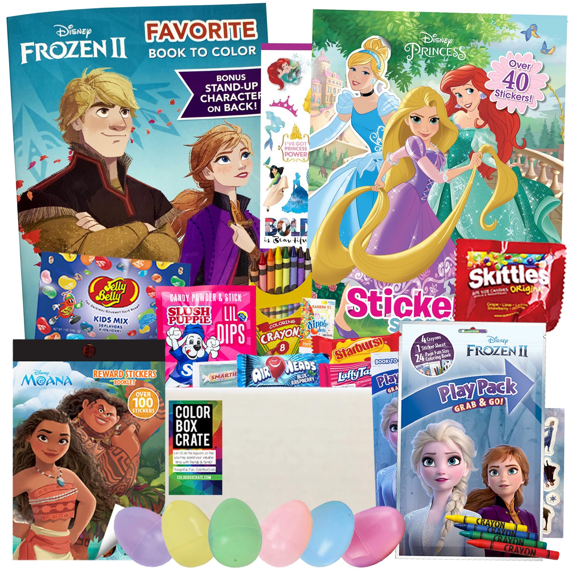 Disney Princess Easter Basket Care Package - 20pc Set with Coloring Books, Stickers & Gifts for Girls | Easter Basket Stuffers for Kids | Perfect for Easter Celebrations, Birthday Presents & Disney-Themed Parties