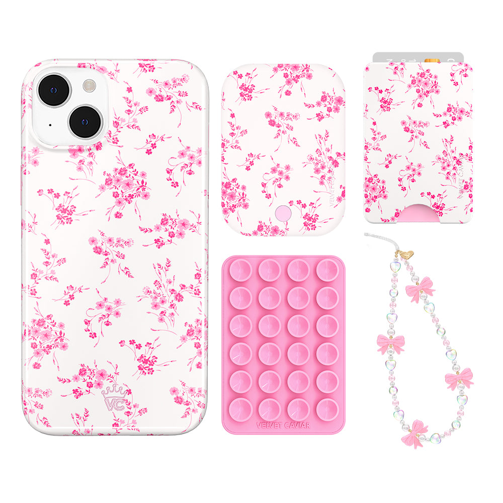 French Rose Floral iPhone Case with Wallet - Elegant Protective Cover for iPhone 13/14/15 Pro Max - Perfect for Women, Gift Ideas, Daily Use & Travel Accessories