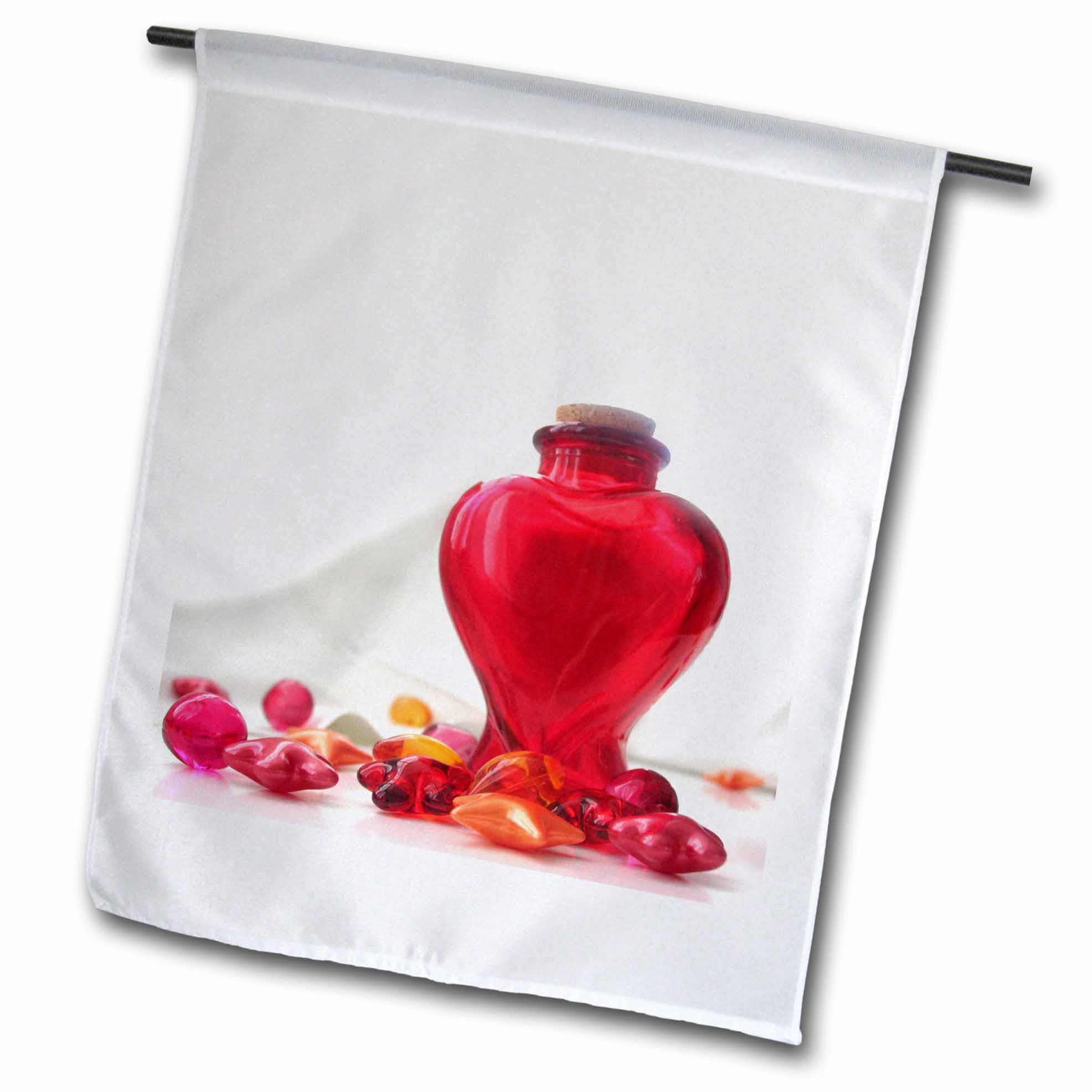 Red Heart Shaped Bottle Romantic Photo - Valentine's Day Love Themed Garden Flag 12x18 Inch - Perfect for Photography Gifts, Home Decor & Outdoor Valentine's Decorations