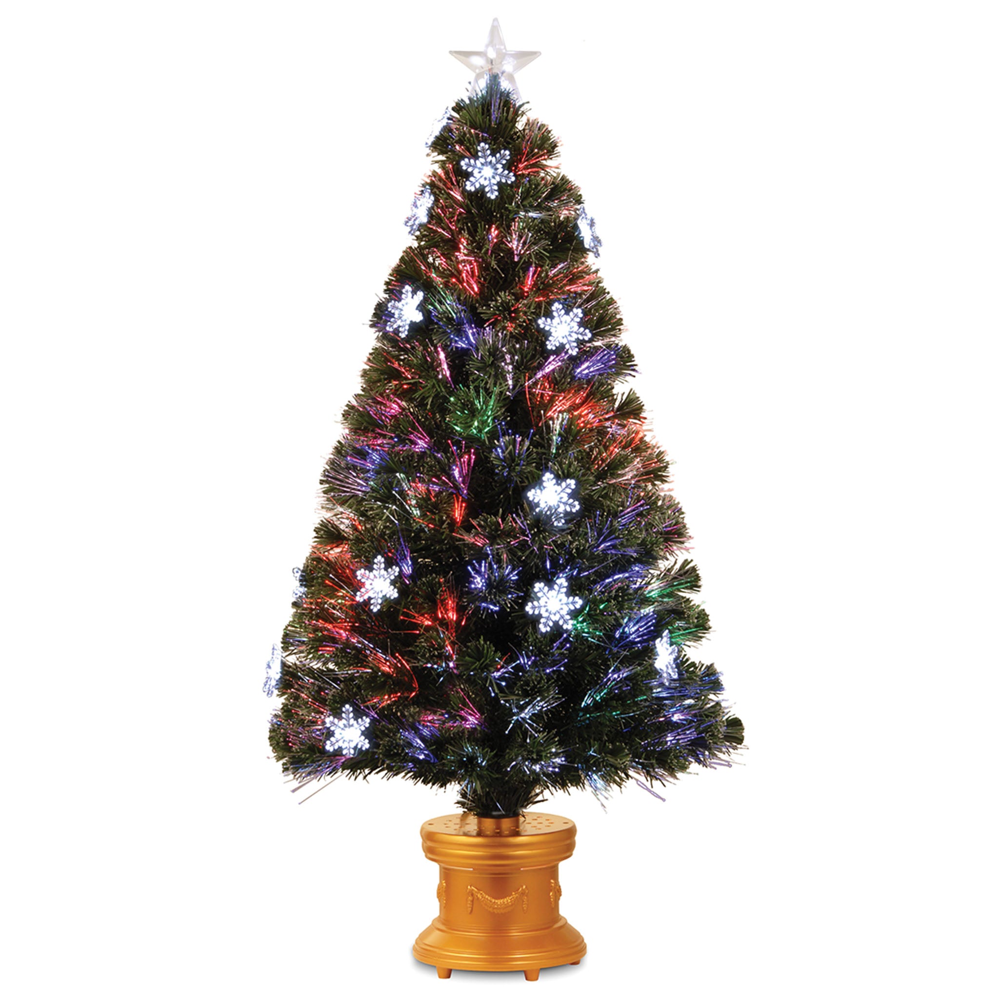 48-Inch Pre-Lit Fiber Optic Fireworks Tree with Snowflakes - Indoor/Outdoor Holiday Decor for Christmas, Winter, and Party Decorations