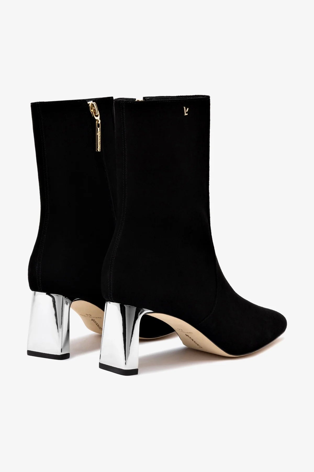 Alexis Bootie - Black Suede Women's Ankle Boots with Silver Heel for Casual Outfits, Parties & Night Out
