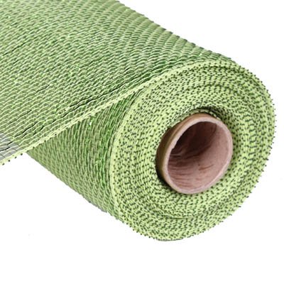 10 Inch x 30 Feet Deco Poly Mesh Ribbon - Metallic Moss & Apple Foil for Gift Wrapping, Christmas Tree Decor, Party & Wedding Decorations