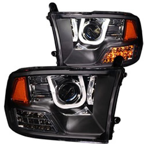 Anzo 111270 2009-2014 Dodge Ram Projector Headlights with U-Bar Halo - Durable LED Headlamp Assembly for Night Driving & Off-Road Use
