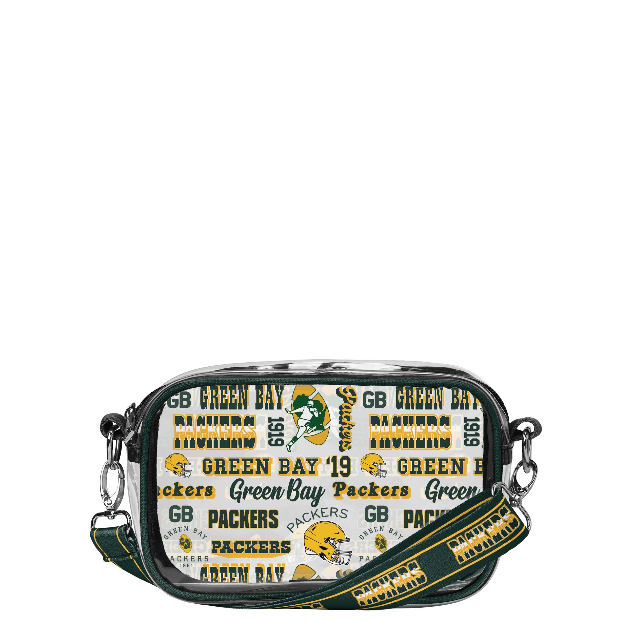 FOCO NFL Team Logo Retro Print Clear Crossbody Bag for Women & Men - Waterproof Stadium Approved Game Day Purse - Perfect for Football Games, Concerts & Travel