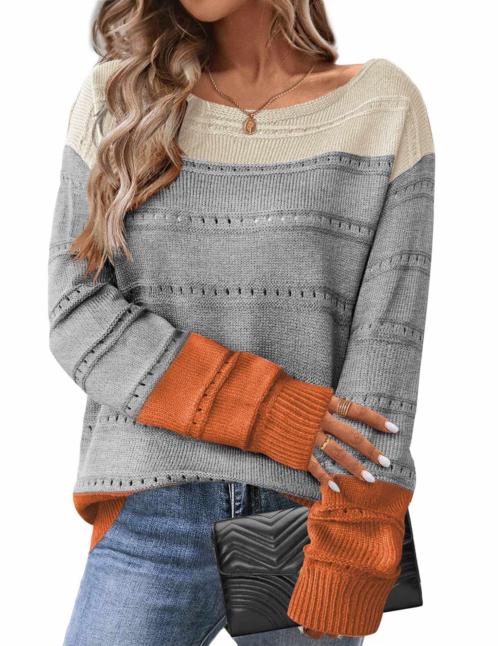 Zeagoo Women's Cute Long Sleeve Off Shoulder Sweater - Hollow Out Crochet Pullover Top for Casual & Dressy Outfits | Perfect for Date Night, Office Wear & Fall Layering