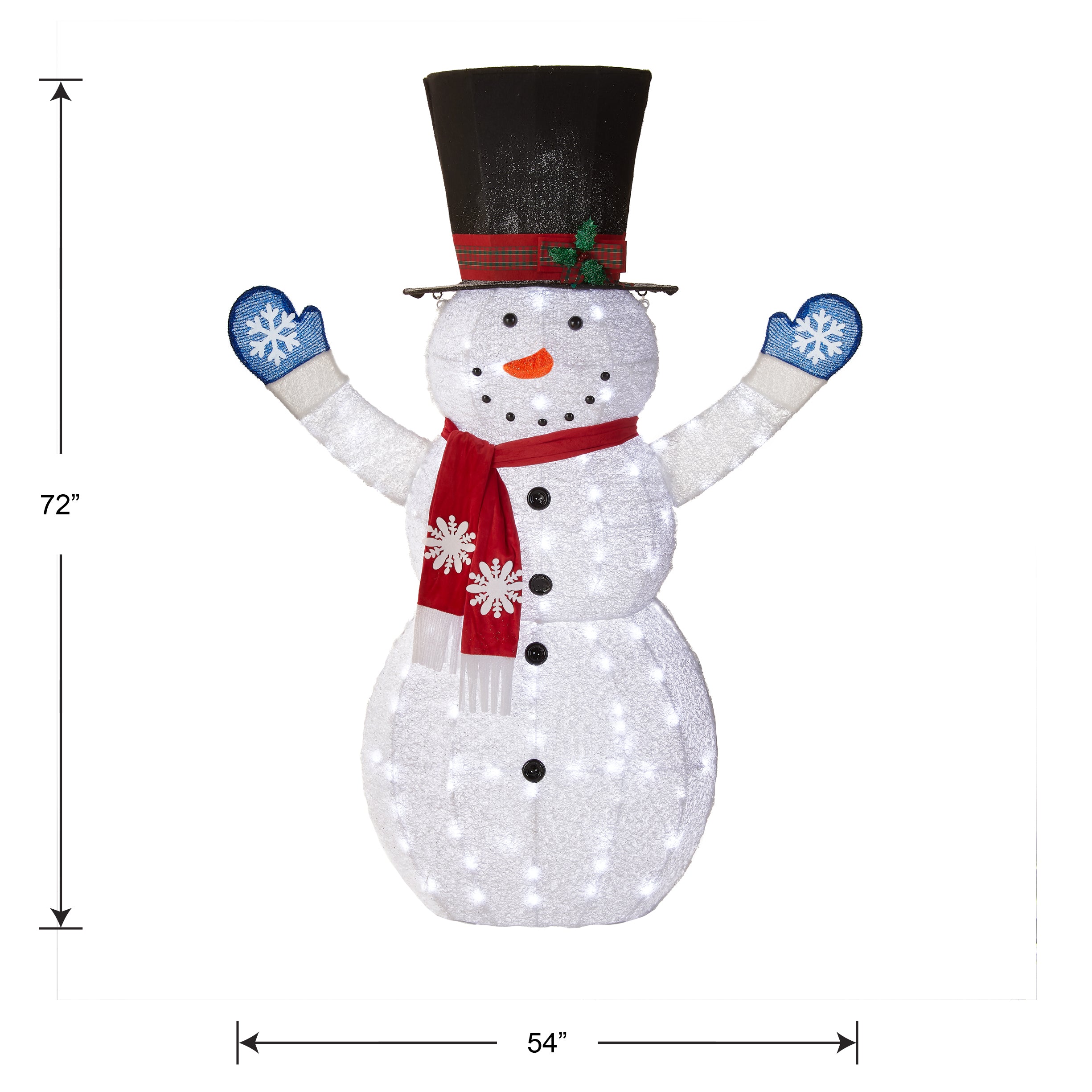 72-Inch Lighted Snowman Outdoor Christmas Decoration with White LED Lights - Perfect for Yard, Lawn, and Holiday Party Decor