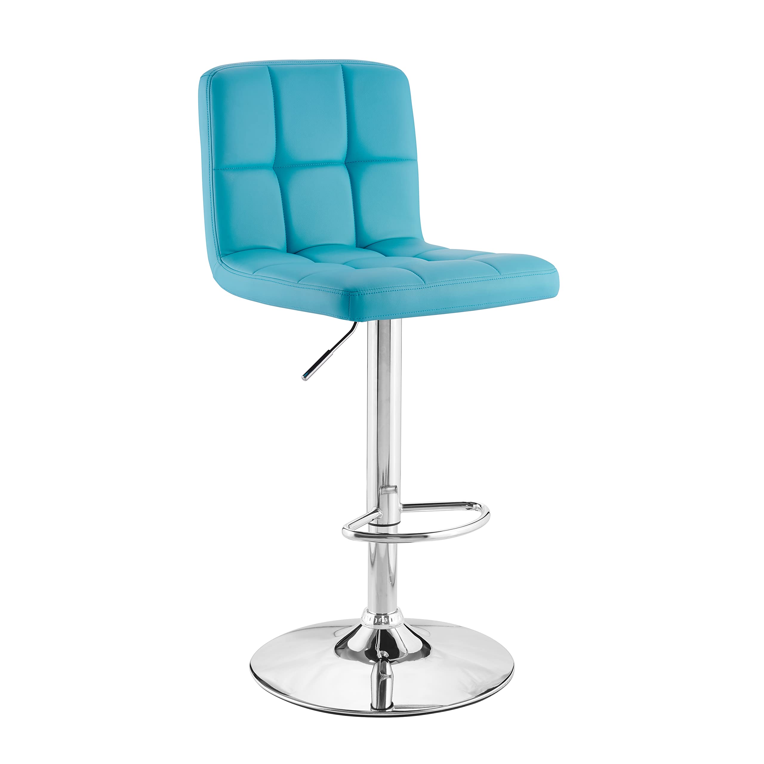 Powell Clayton Adjustable Bar Stool - Teal Faux Leather & Chrome Metal Finish - Modern Kitchen Island, Breakfast Nook & Home Bar Seating