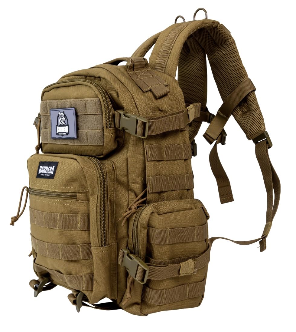 BARRERA Warriors 25L Tactical Backpack - Military MOLLE Assault Pack for Men, Durable Outdoor Hiking & Travel Backpack with Laptop Compartment (Mud Brown) - Perfect for Camping, Hiking, Airsoft & Everyday Use