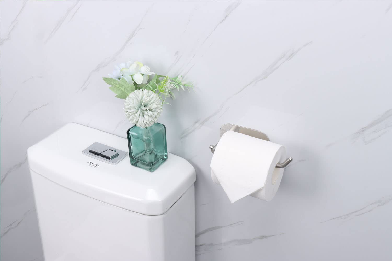 Self-Adhesive Stainless Steel Toilet Paper Holder - No Drilling Easy Install Bathroom Tissue Roll Mount for Home, Office & Kitchen (Brushed Nickel) - Perfect for Small Spaces, Apartments & RVs