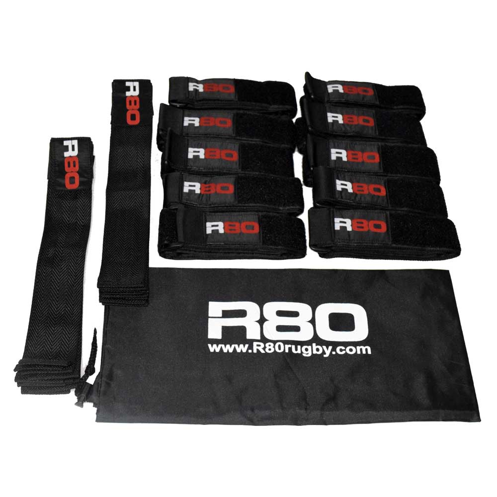 R80 Junior Rippa Rugby Set - 10 Player Youth Rugby Kit with Belts & Flags | Perfect for Kids Rugby Training, School PE Classes & Team Sports Activities