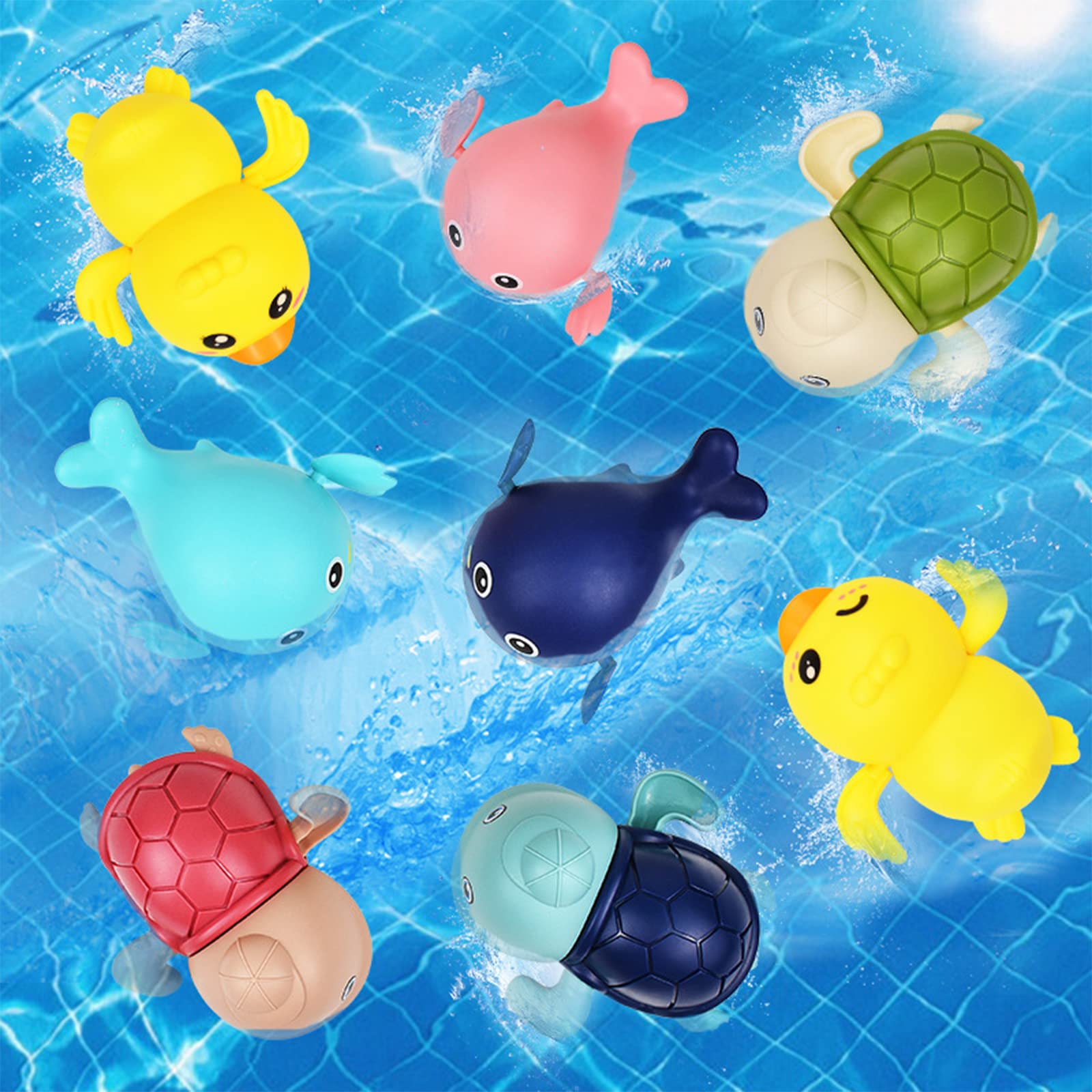 Xutong 6-Piece Wind-Up Swimming Duck Bath Toy Set for Toddlers - ABS Material, Animal-Themed, Unisex, Ages 1-3 (Random Colors) - Fun Bathtime Learning & Sensory Play for Babies