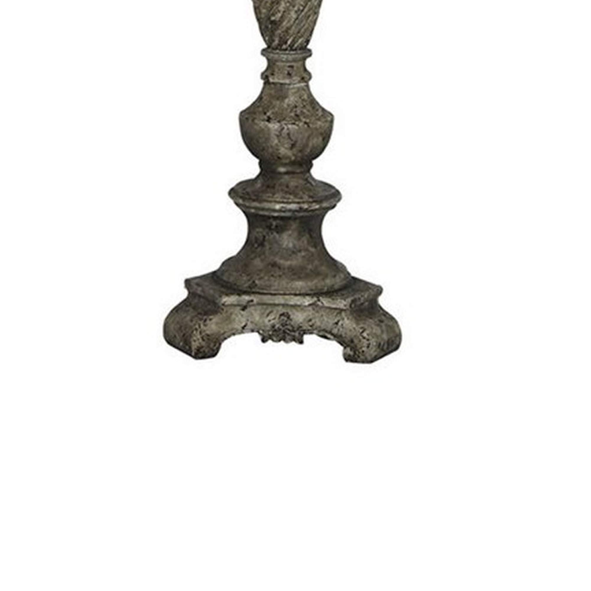 Benjara Pedestal Body Resin Table Lamp with Fabric Shade - Gray and White - Modern Home & Office Lighting for Bedroom, Living Room, Study