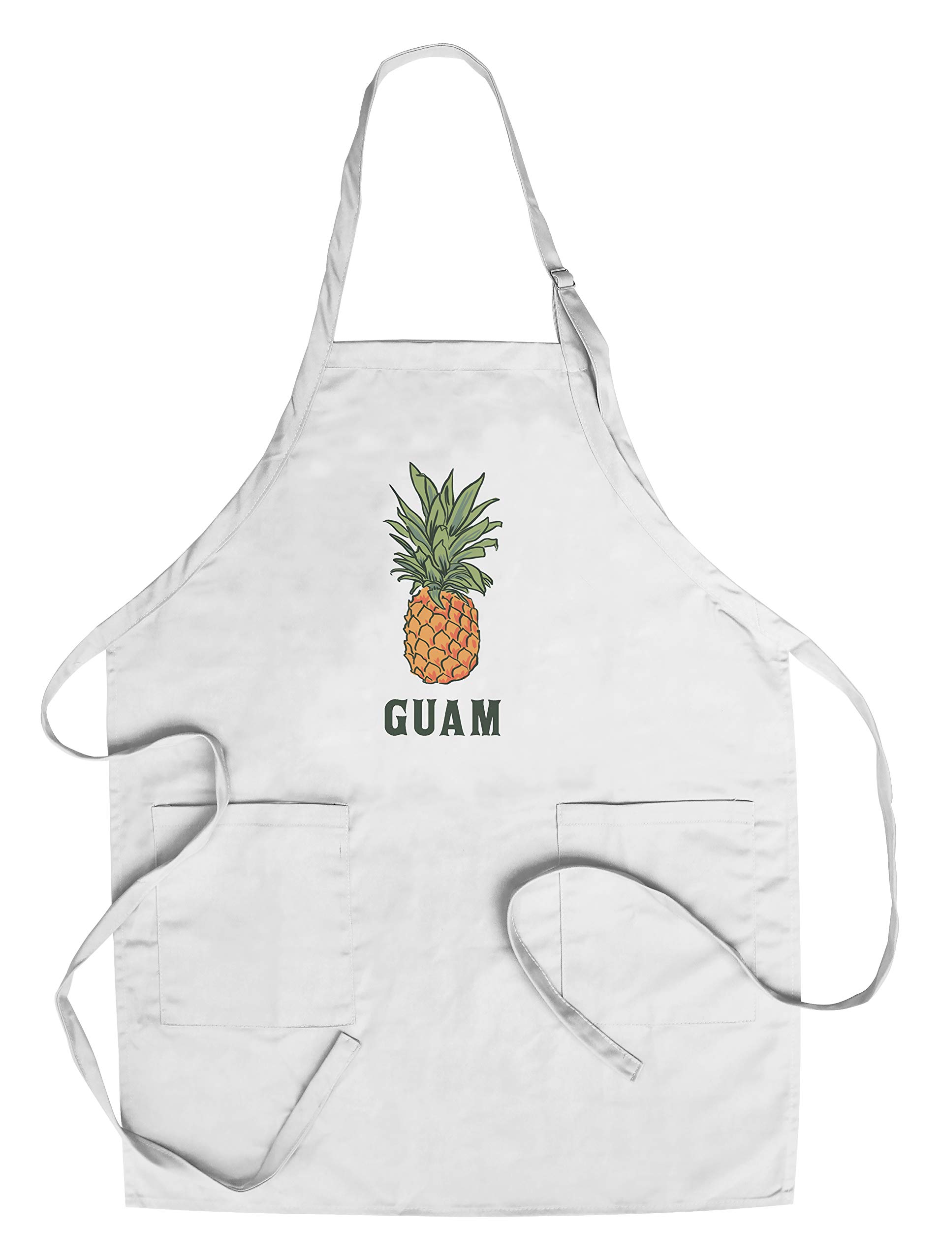 Premium Guam Pineapple Print Cotton Canvas Apron - Unisex Kitchen Cooking Baking Grilling Apron with Pockets - Perfect for BBQ, Baking & Home Chef Gifts