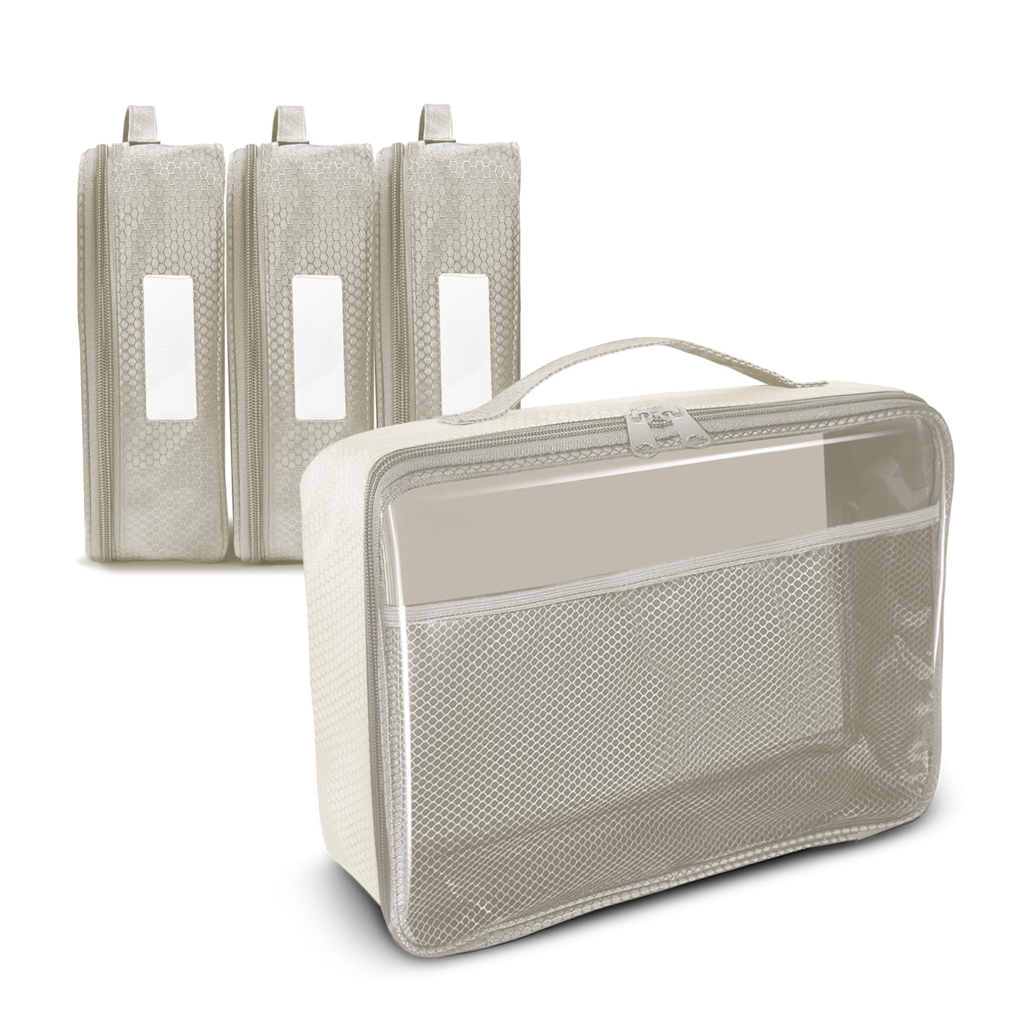Best Toy Storage Bags for Kids - Large 4pc Beige Organizer for Lego, Cars & Travel Toys | Portable Toy Organizer for Car, Home & Travel | Durable On-the-Go Storage Solution for Children's Activities