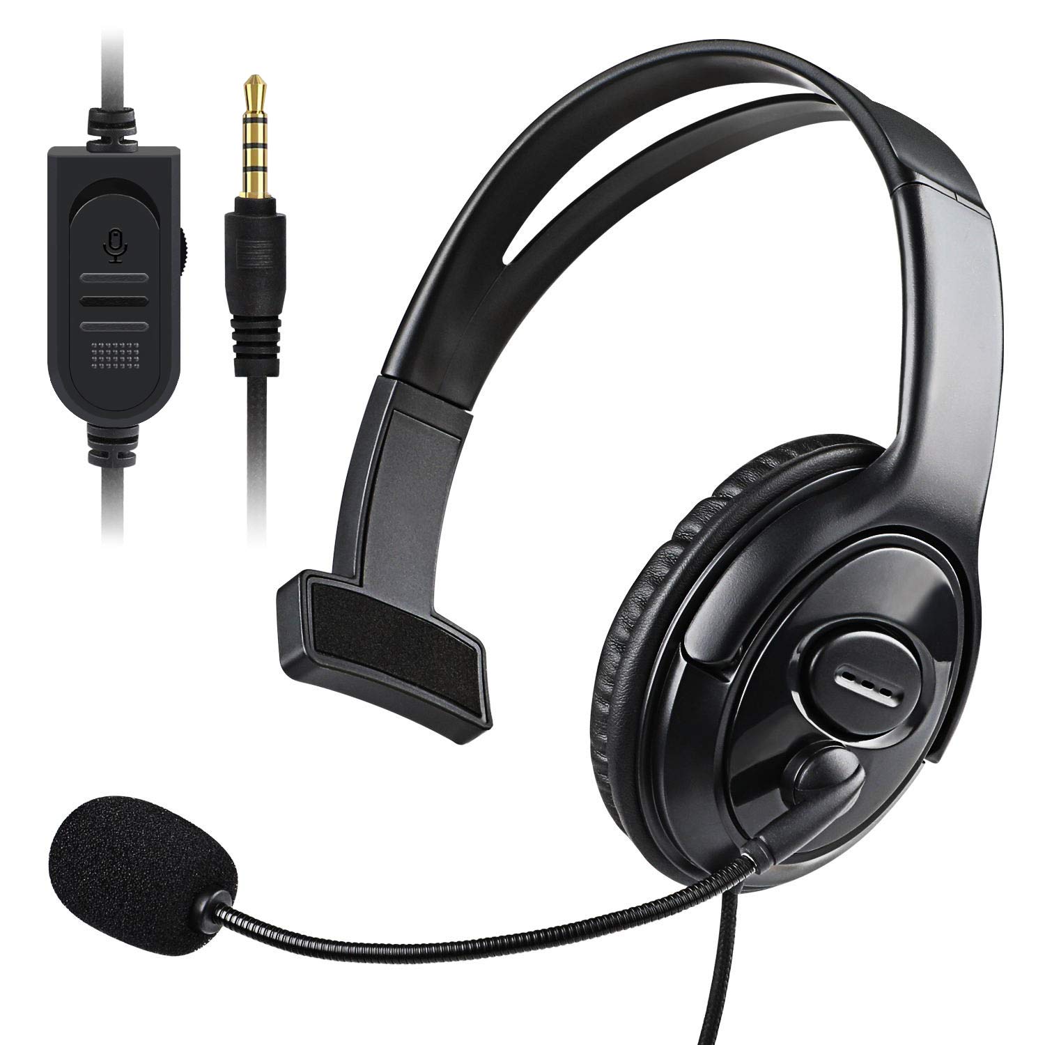 Joso Wired Single Ear Gaming Headset for PS5, PS4, Switch, Xbox, PC, iPad, Mac - 3.5mm Mono Headphone with Mic for Online Chat, Office Work, Coaching & Remote Meetings | Perfect for Gaming, Business Calls & Telecommuting