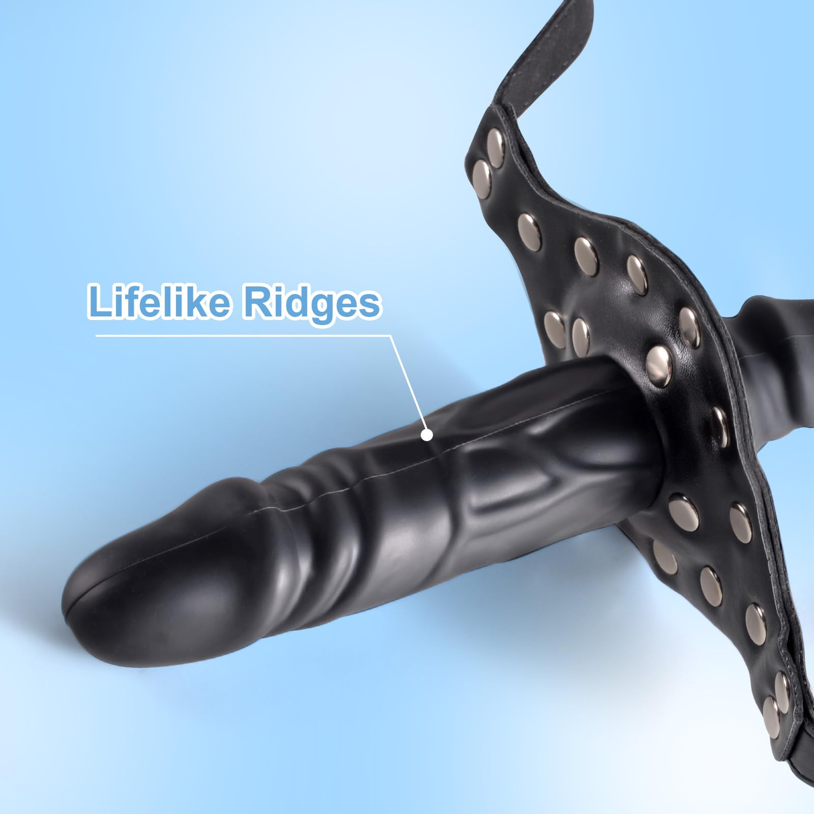 Realistic Double Penis Dildo with Adjustable Leather Strap - SM Adult Sex Toy for BDSM Bondage Play - Lockable Leather Mouth Gag for Couples & Roleplay Scenes