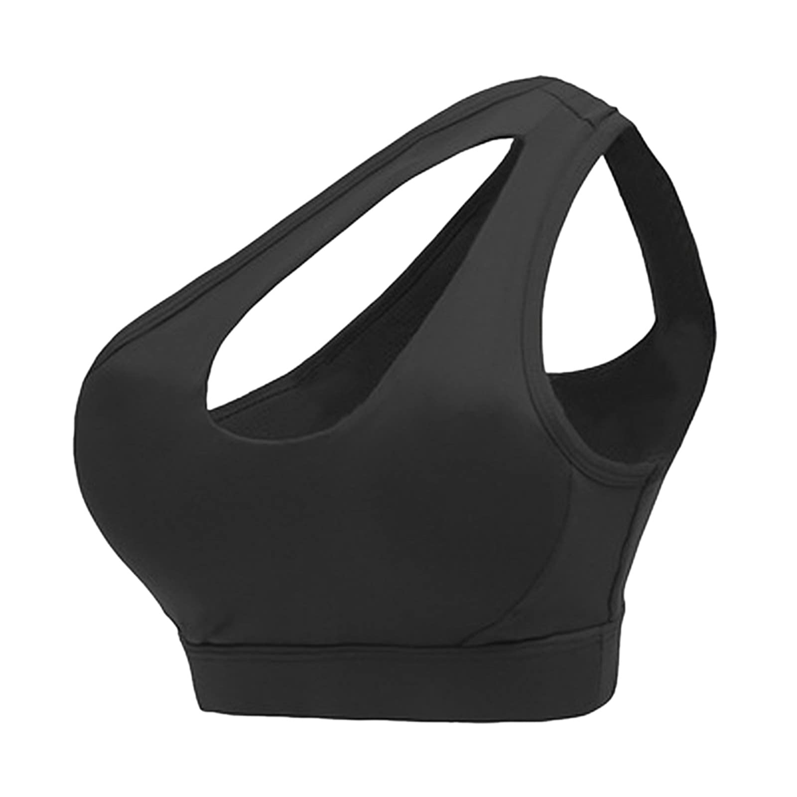 Plus Size Women's Sexy One-Shoulder Sports Bra - Shake-Proof Yoga Bra for Large Bust - Comfortable Workout Underwear for Running, Gym & Dance