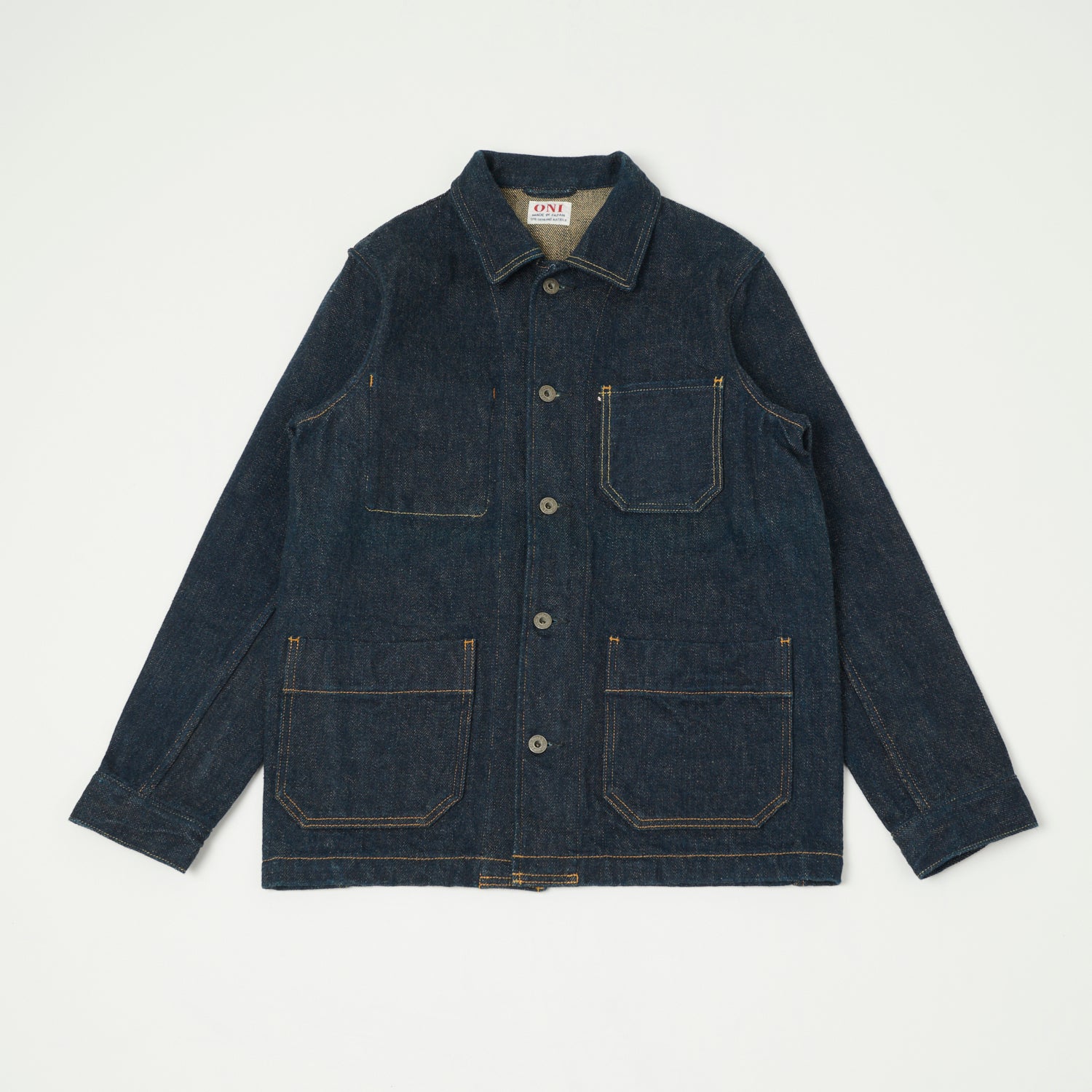 ONI 03101 ZR 20oz Secret Denim Coverall Jacket - Rinsed Wash, Heavyweight Selvedge Denim Workwear for Men - Perfect for Outdoor Work, Motorcycle Riding & Casual Streetwear