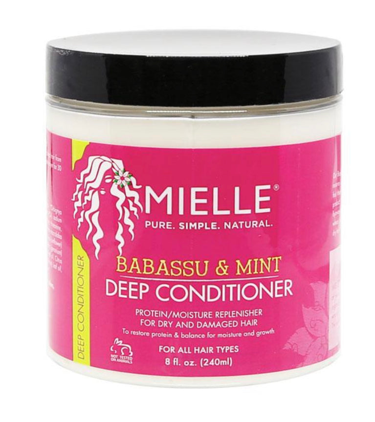 Mielle Organics Babassu Oil Deep Conditioner - 8oz for Dry, Damaged Hair - Hydrating & Repairing Hair Treatment for Curly, Coily & Natural Hair Types - At-Home Salon Quality Hair Care