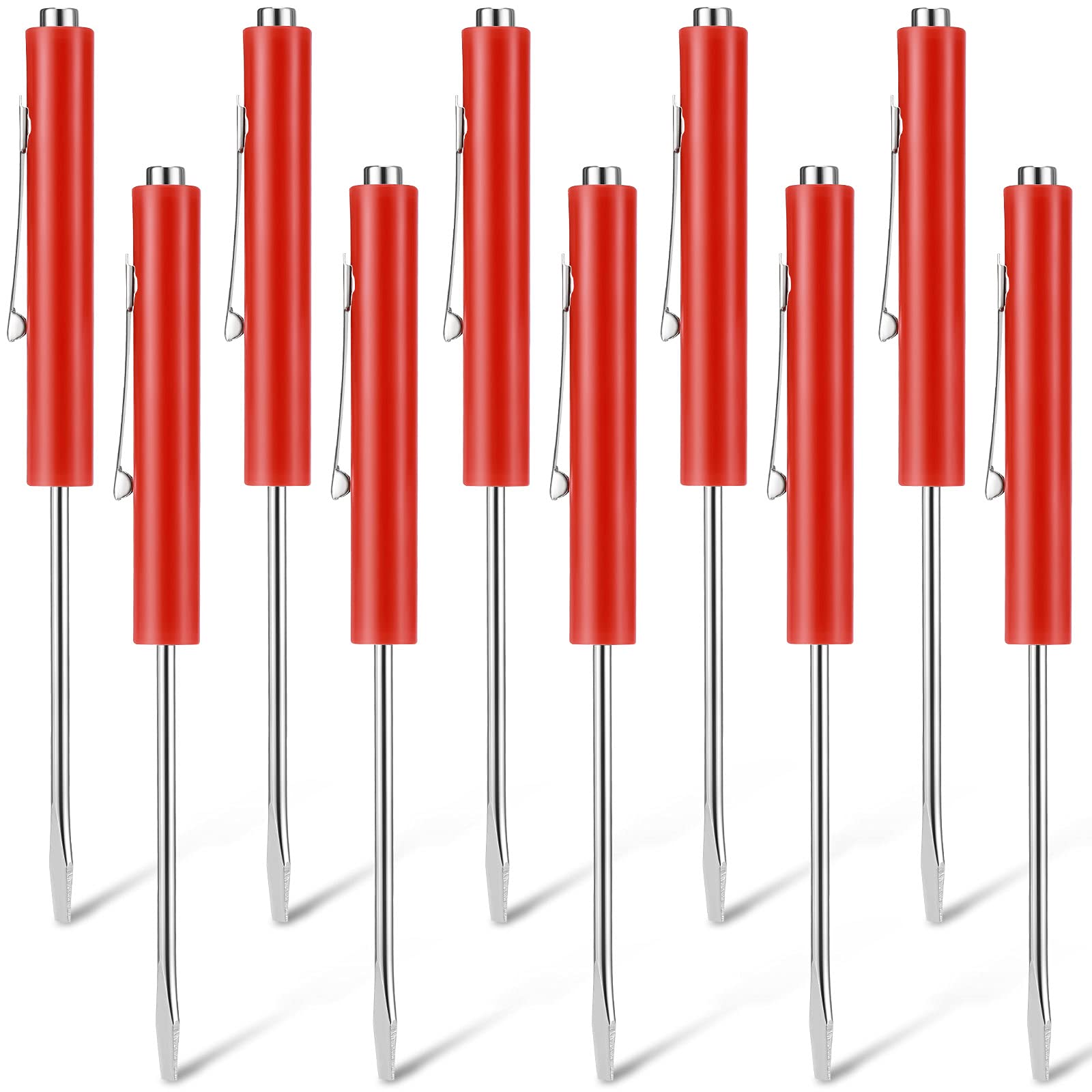 Honoson 10-Piece Magnetic Pocket Screwdriver Set - Mini Slotted Screwdrivers with Pocket Clips for Mechanics & Electricians (Red) - Perfect for Electronics Repair, DIY Projects & Home Maintenance