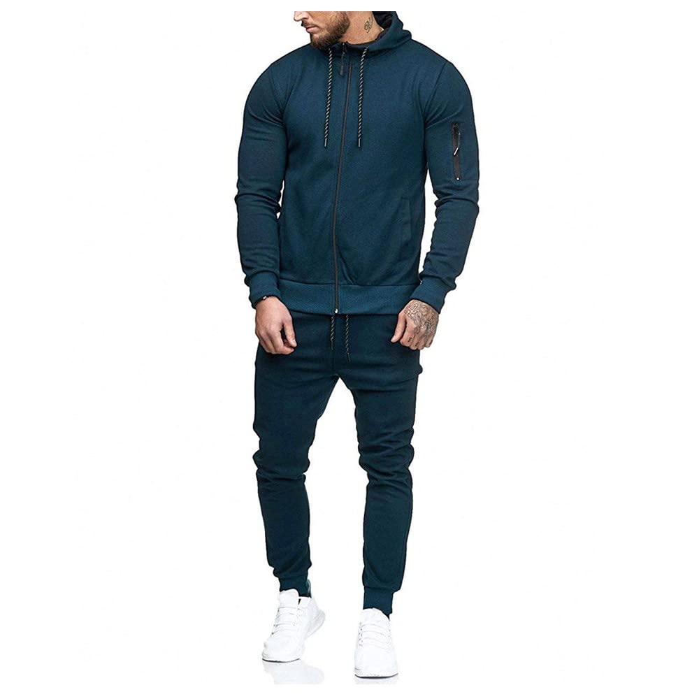 **Men's Lightweight Hoodie & Zipper Tracksuit Set - Autumn Patchwork Sweatshirt & Pants for Sports & Casual Wear**    *Use Cases: Perfect for gym workouts, jogging, outdoor activities, or everyday casual style.*