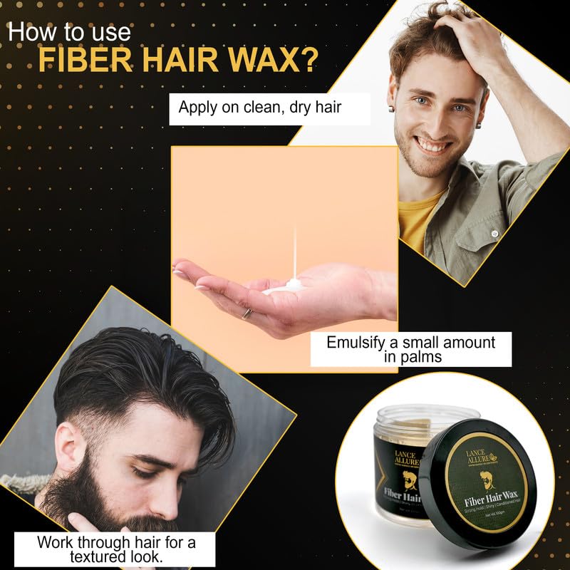 Lance Allure Fiber Hair Wax - Strong Hold Styling Wax with Amla & Rosemary Extract for Shiny, Conditioned Hair (100ml) | Perfect for Men's Grooming, Textured Hairstyles & Daily Styling
