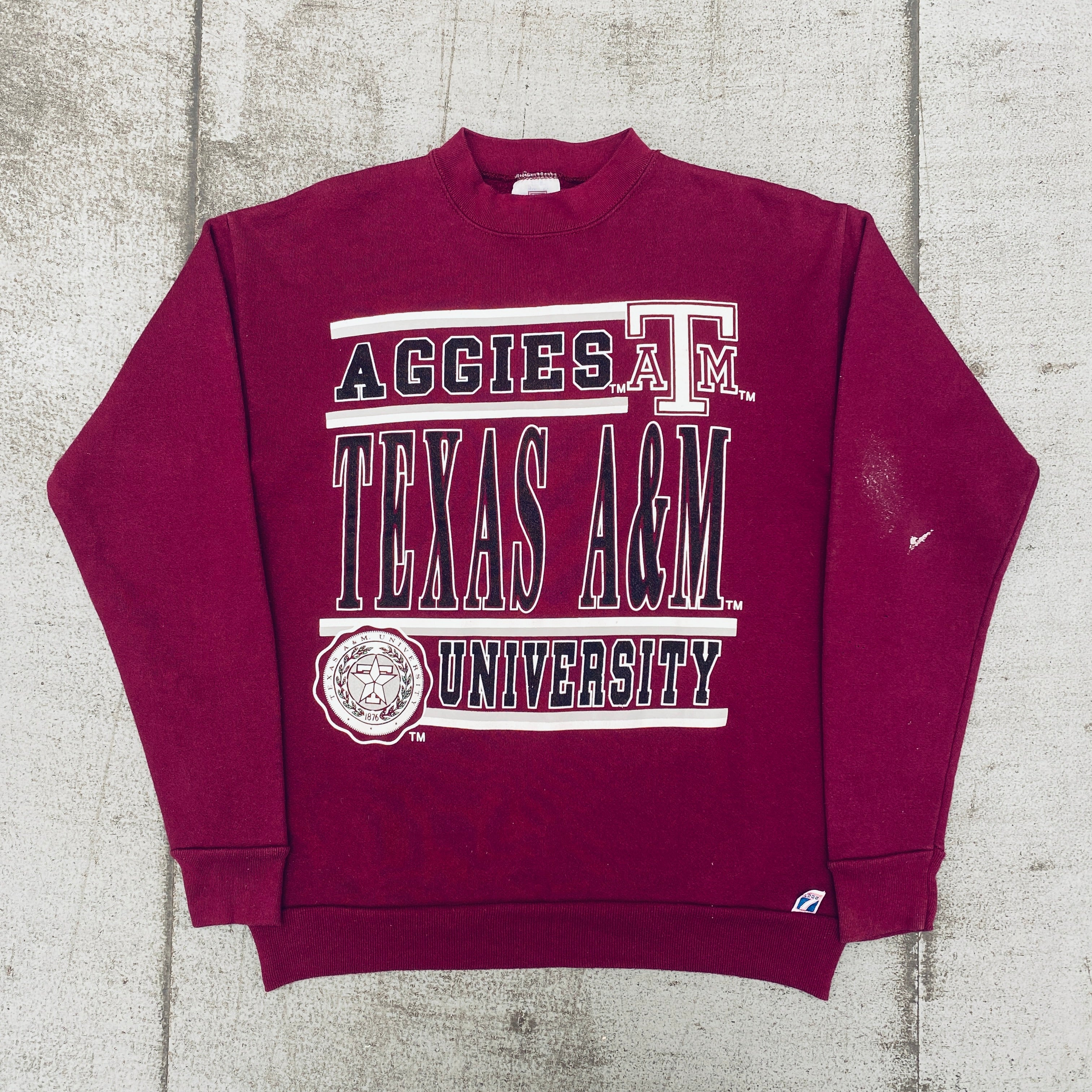 Texas A&M Aggies Vintage 1990s Graphic Spellout Sweatshirt - Men's Small - Perfect for Game Day & College Spirit Wear