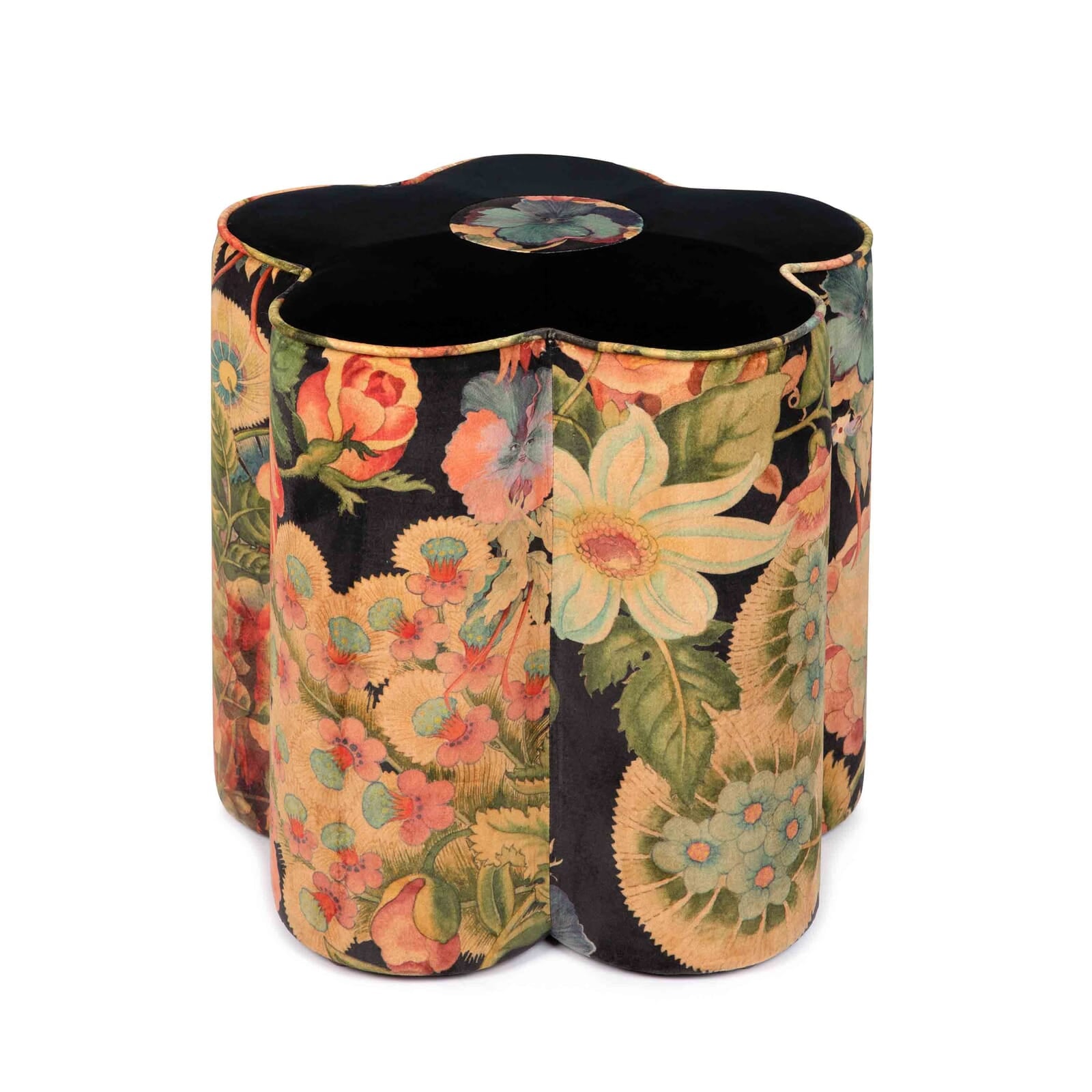 AMATORIA FLOWER POWER Velvet Bottoman Noir - Luxurious Velvet Home Decor for Living Room & Bedroom - Perfect for Adding Elegance & Comfort to Your Space