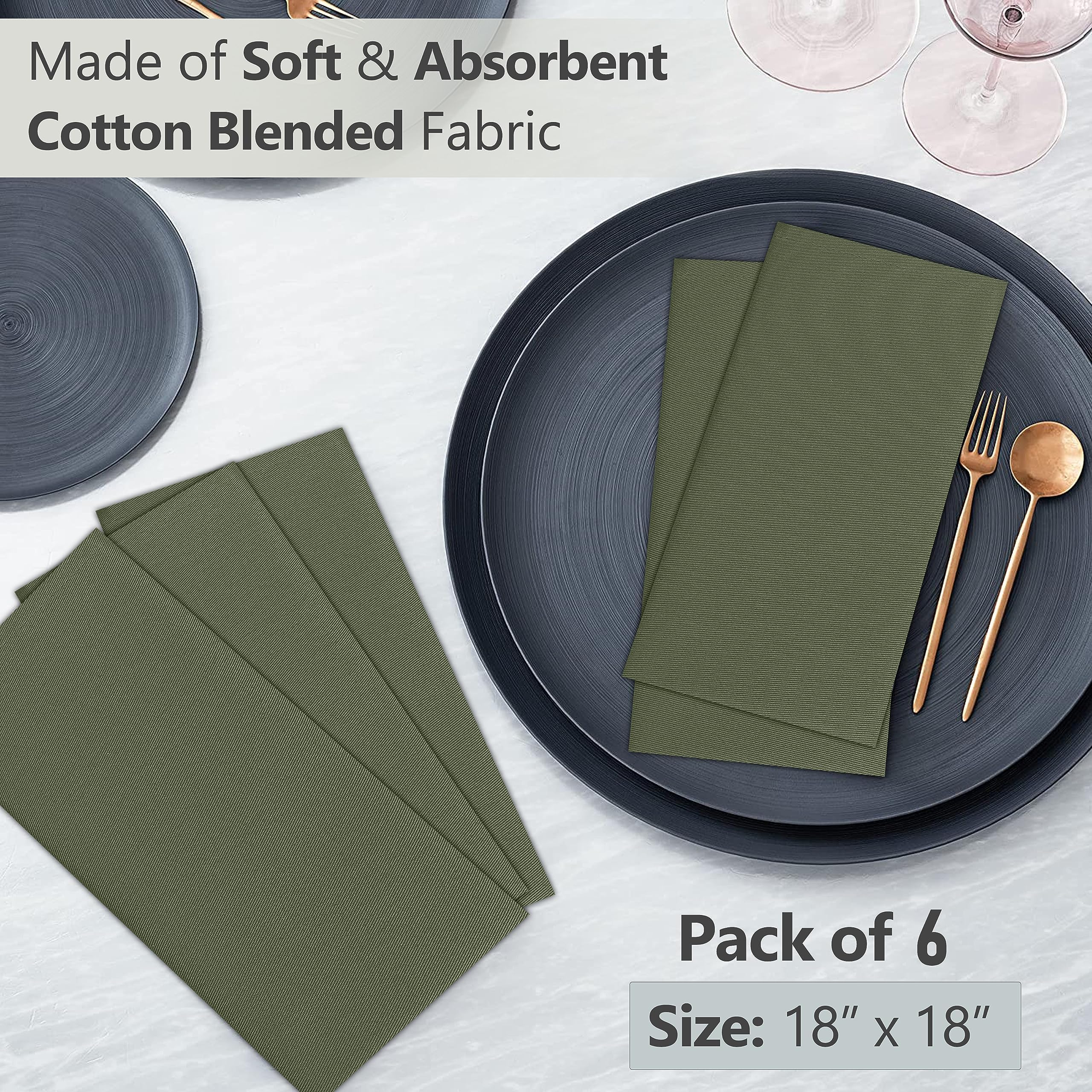 Ruvanti 18x18 Inch Cotton Blend Cloth Napkins Set of 4 - Soft, Durable & Absorbent Washable Dinner Napkins for Restaurant, Wedding, Party - Martini Olive Design - Perfect for Fine Dining, Holiday Gatherings & Upscale Events