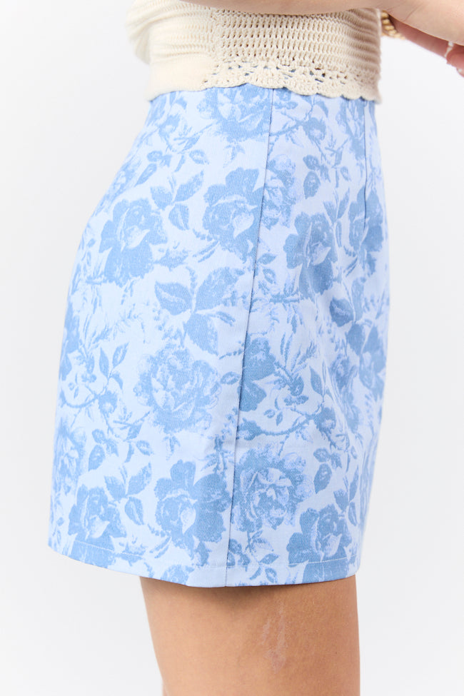 Believe Me Blue Floral A-Line Mini Skort for Women | Summer Casual Skirt Shorts Hybrid | Perfect for Beach, Picnic & Date Night Outfits