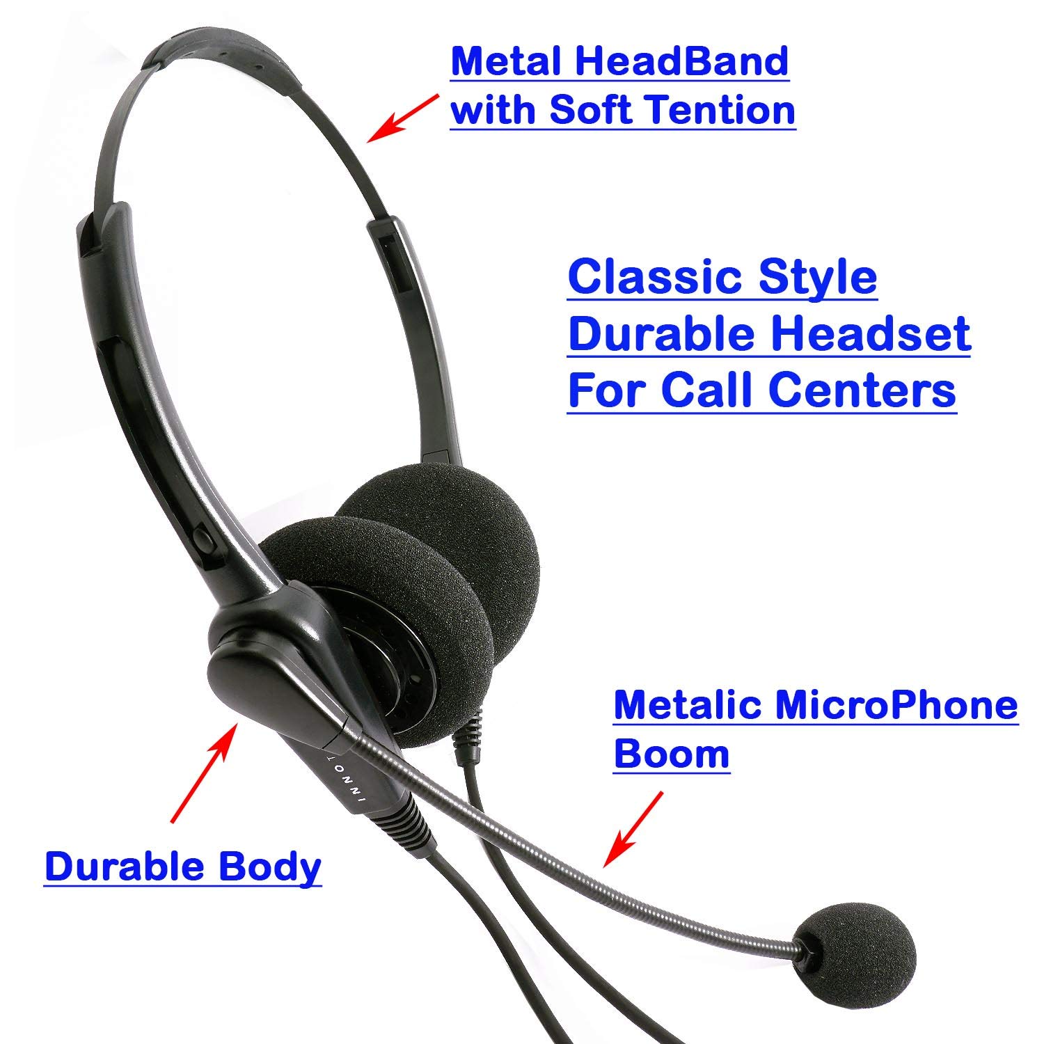 INNOTALK PC Gaming Headset with Microphone - Durable Stereo Headphones for Computer, Laptop, Sound Card | Perfect for Online Gaming, Zoom Meetings & Remote Work